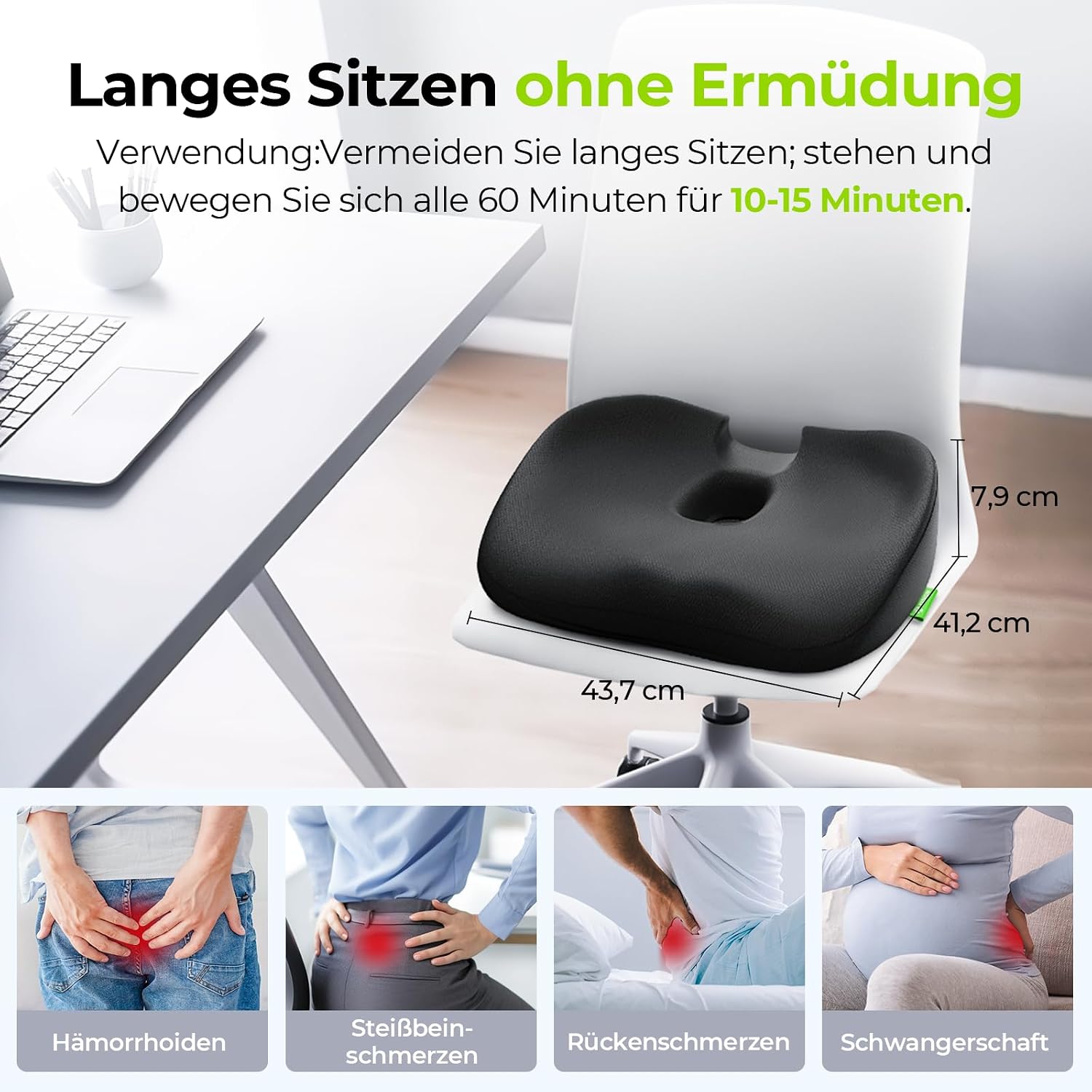 Detalle 2 de AUVON Sitzkissen orthopädisch — U-förmiges Steißbeinkissen