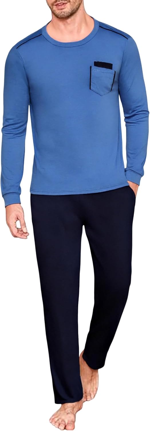 Thumbnail 6 de Uniexcosm Pyjama Homme Hiver en Coton – Ensemble deux pièces avec poches et taille ajustable
