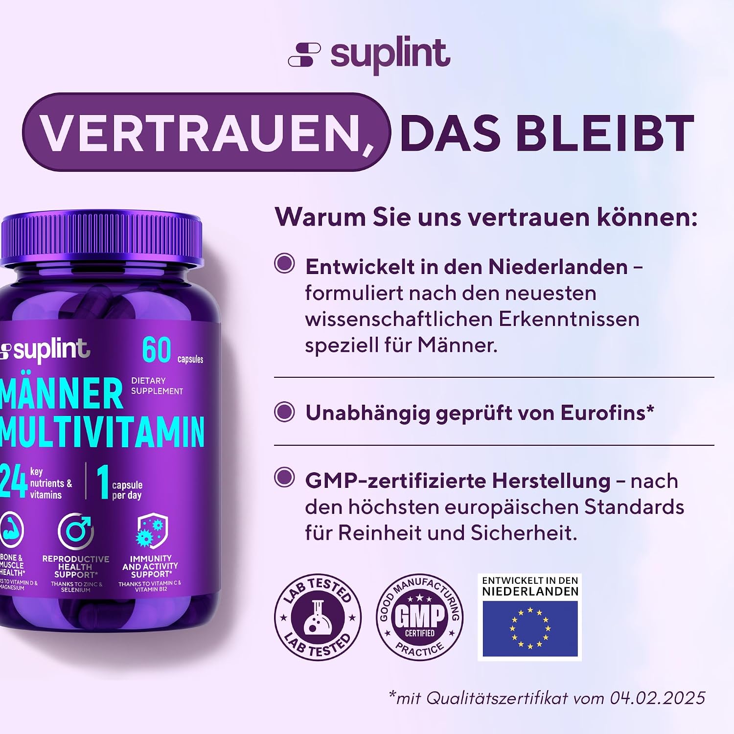 Detalle de Multivitamin für Männer, 60 Kapseln für 60 Tage