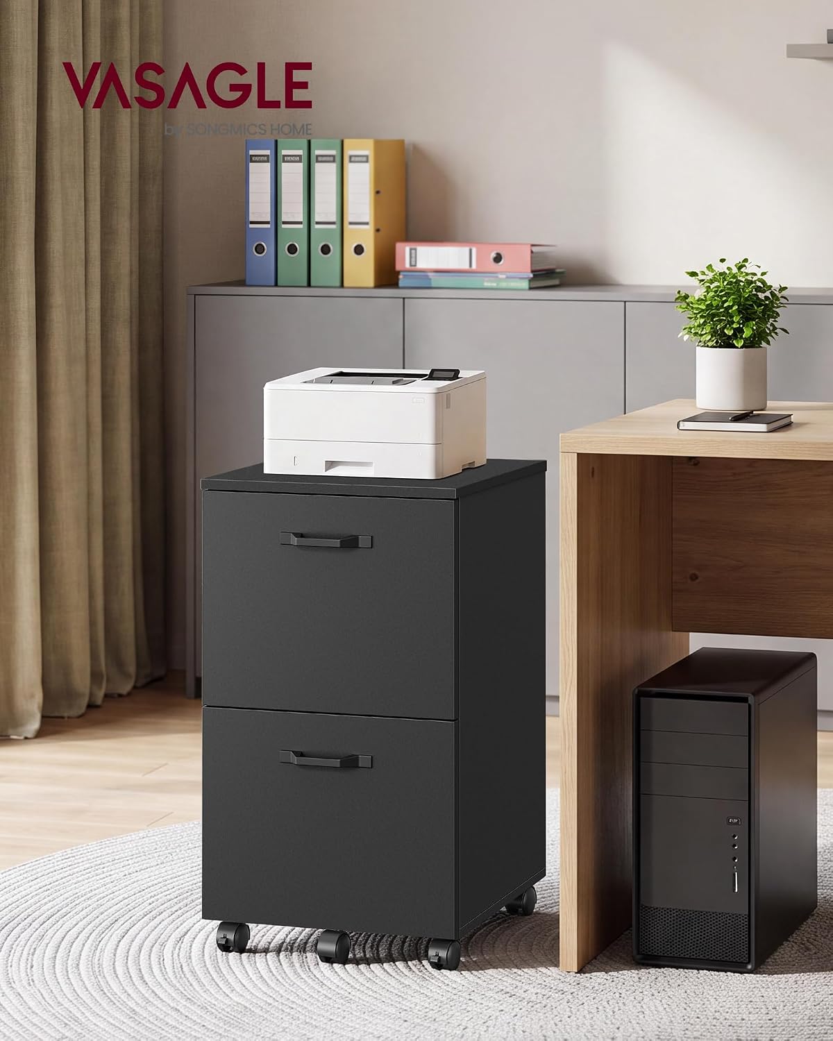 Detalle de VASAGLE UOFC040B16 2-Drawer Rolling File Cabinet 15.7×16.5×27.6 in 🗄