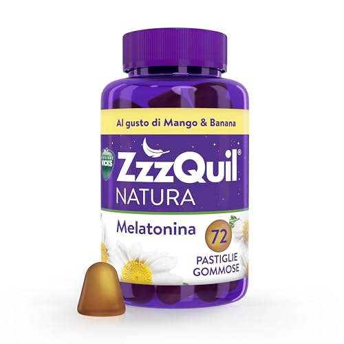Detalle de ZzzQuil Natura Melatonina, integratore in gommose gusto mango e banana, 72 pezzi