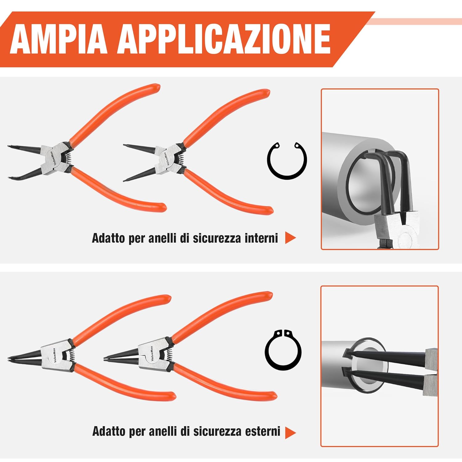 Thumbnail 5 de ValueMax set di 4 pinze per anelli di sicurezza con borsa portatile da 165 mm e 180 mm