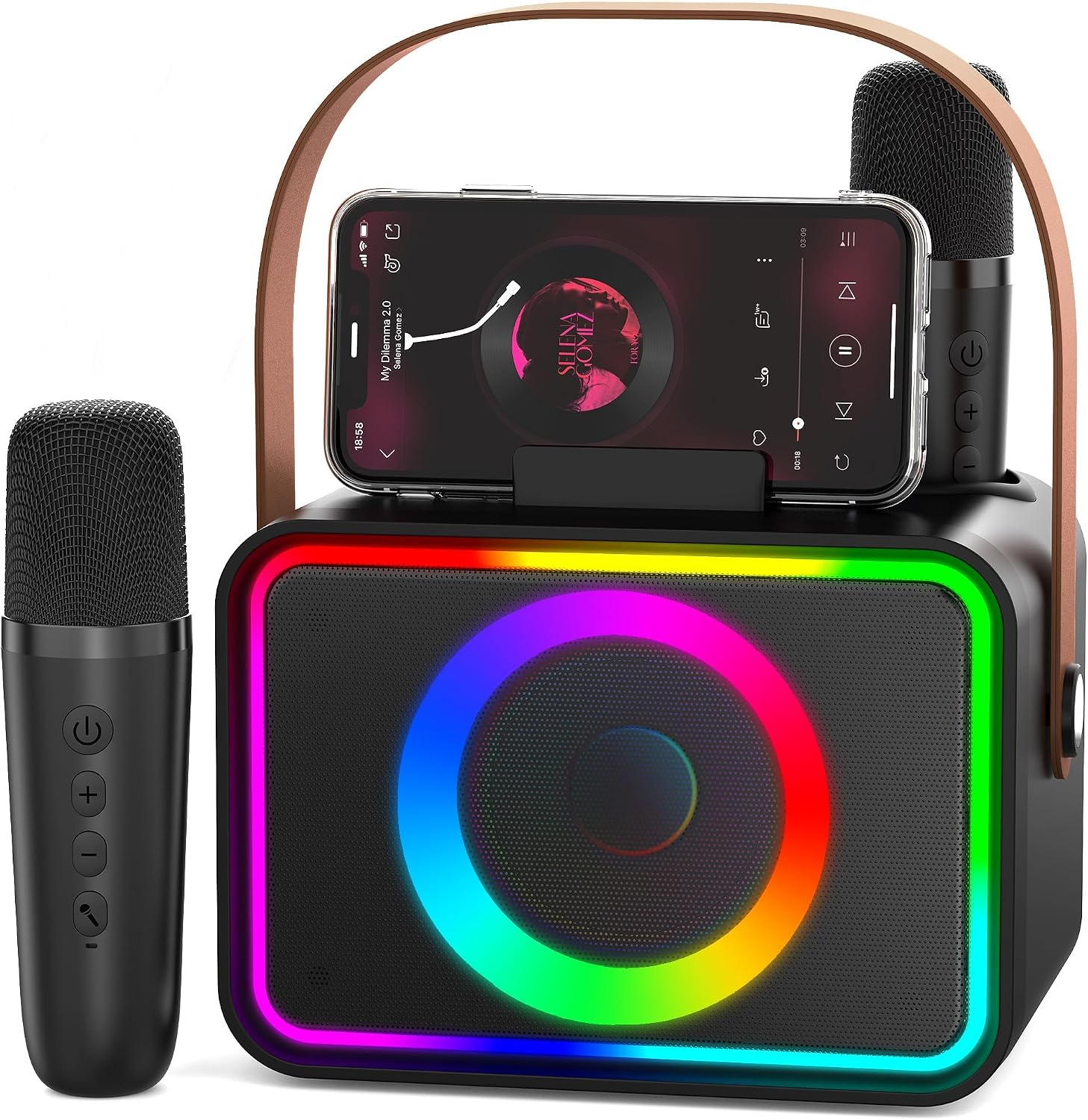 Wowstar Karaoke Machine 2: Portable Bluetooth Karaoke Speaker with 2 mics and Disco Lights