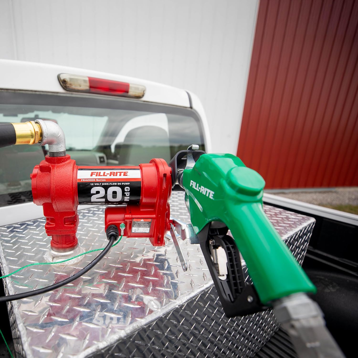 Detalle de Fill-Rite FR4220HDSQ 12V燃料移送ポンプ、20 GPM・自動ノズル・吐出ホース付き