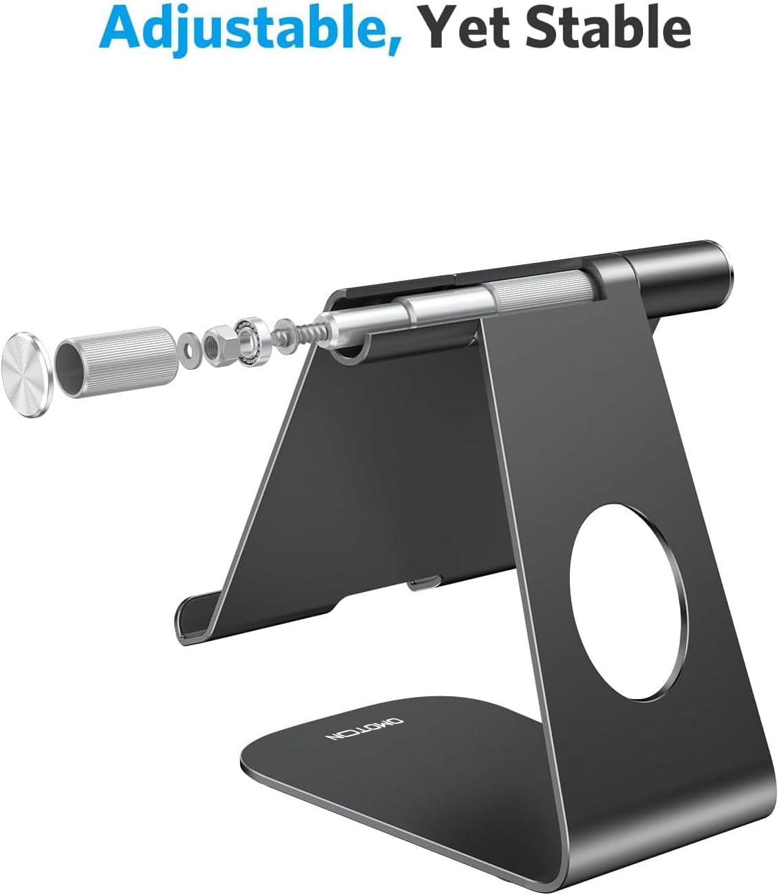 Thumbnail 2 de OMOTON T1 Adjustable Tablet Stand Holder (Aluminum Dock Cradle) for iPad & Samsung Tabs, Black