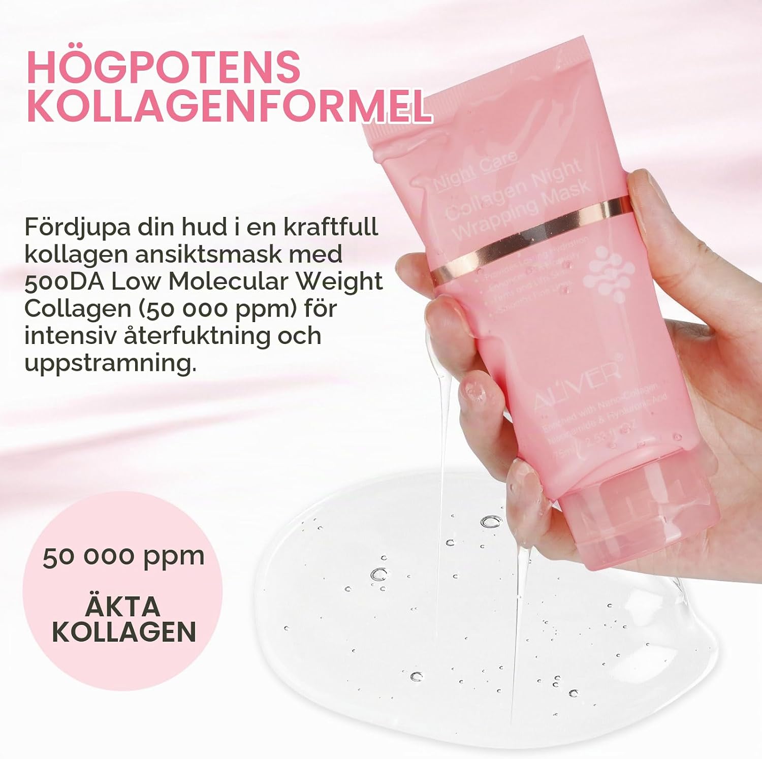Detalle de RoongDuuDll kollagen-nattmask, avdragbar gelmask med gelépenslar, 2 x 75 ml