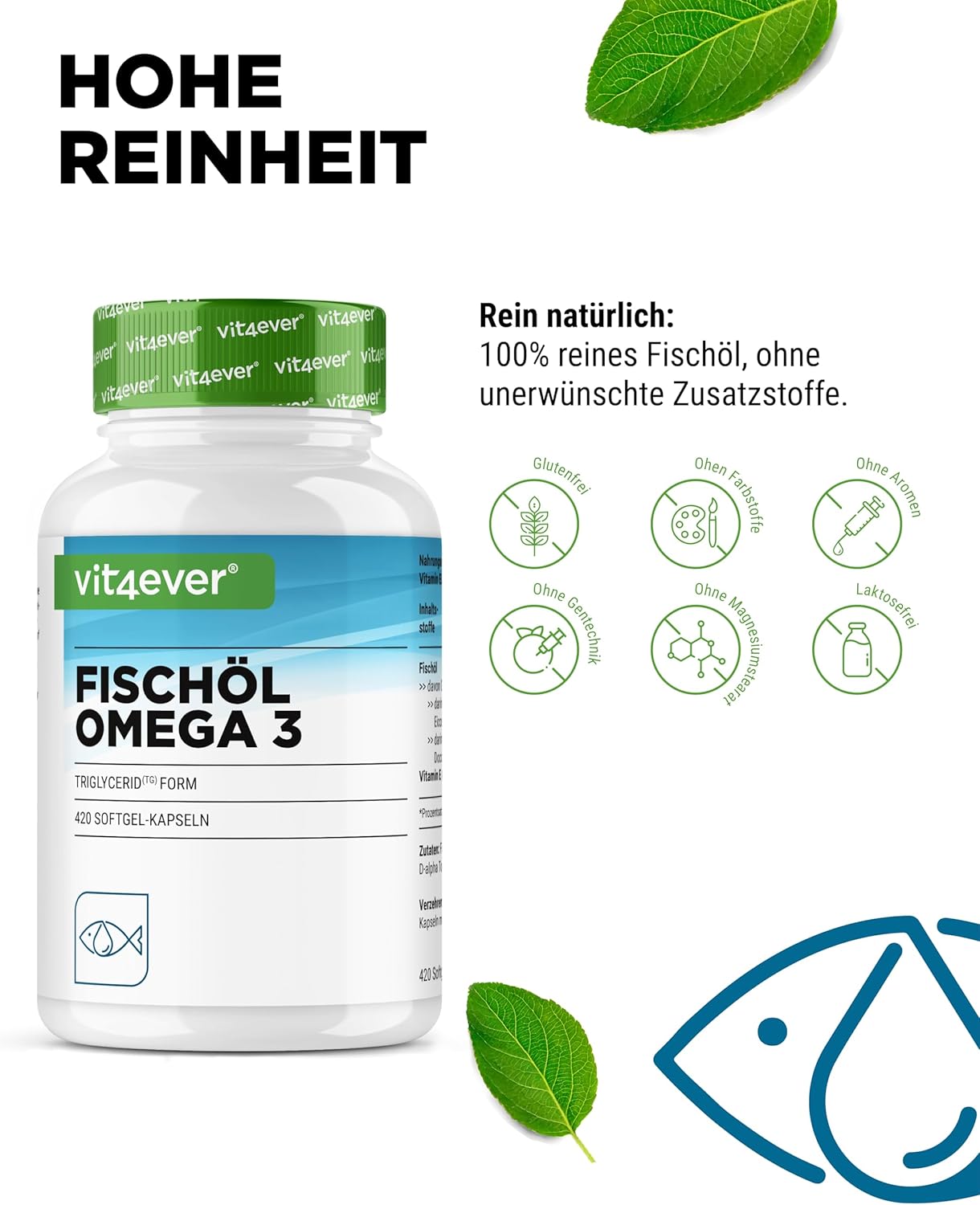 Detalle de vit4ever Omega 3 Kapseln 420 Stück