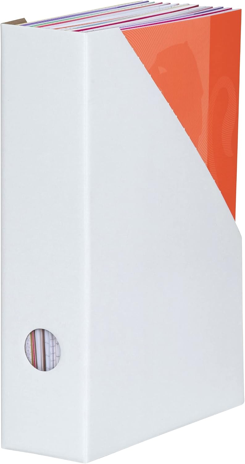 Detalle de LANDRÉ Stehsammler A4 – 5er-Pack, 7 cm Breite, Weiß, aus stabilem Karton