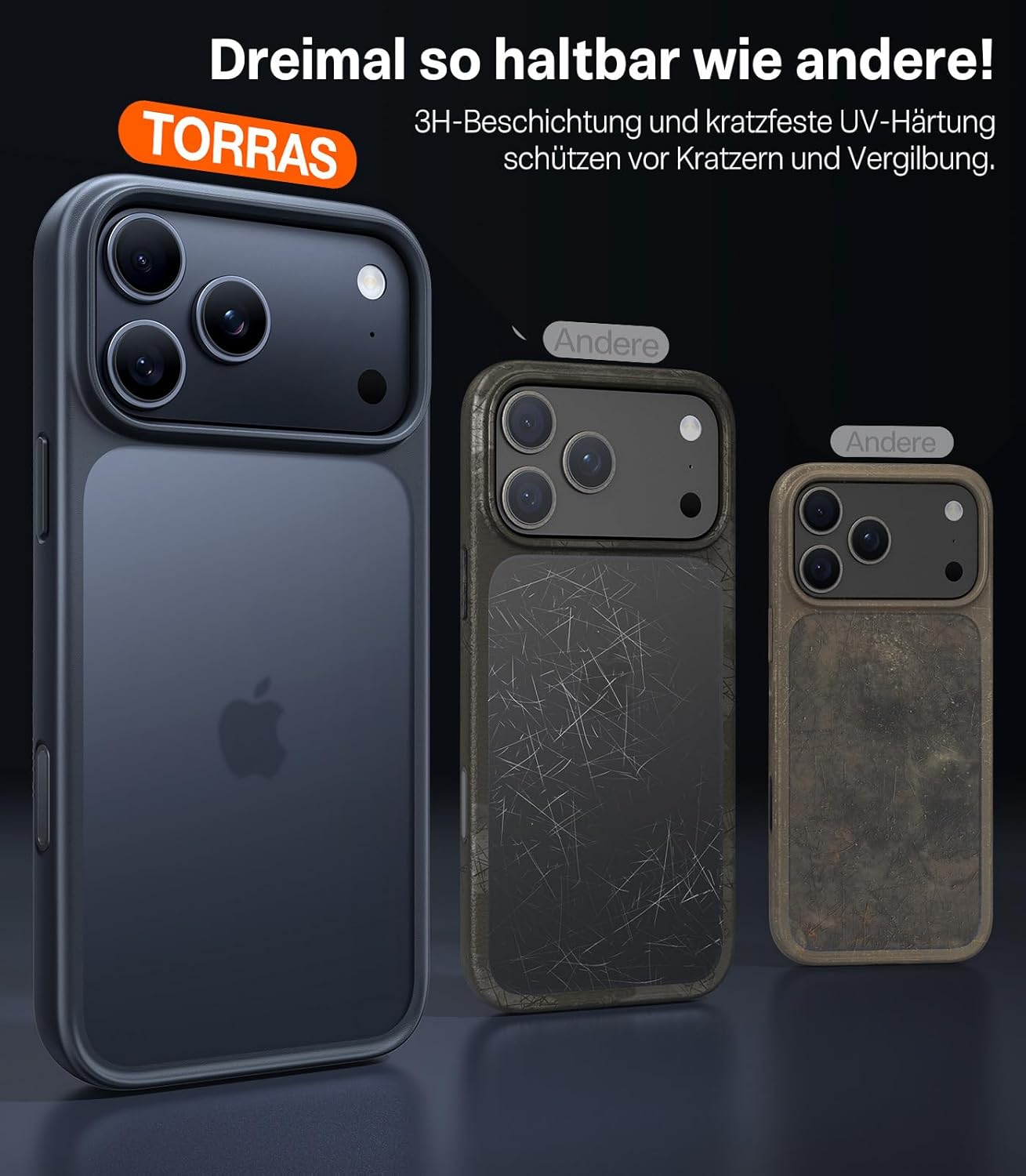 Thumbnail 6 de TORRAS Guardian Hülle für iPhone 17 Pro Max – Militärschutz, 360°-Kameraschutz, matt-transluzent