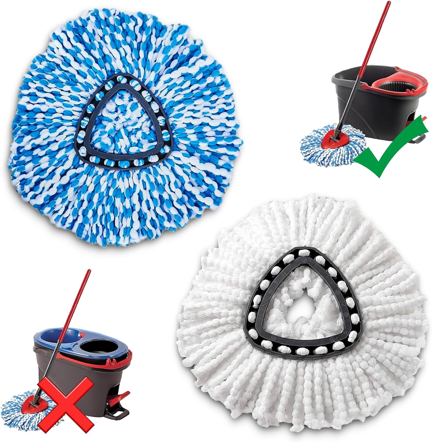 Detalle de QTBHHATZI Mop Head Replacement, 2-Piece Microfibre Spin Mop Refills
