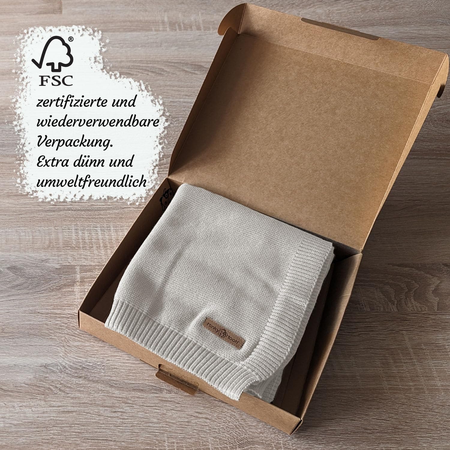 Thumbnail 5 de Minky Mooh® Babydecke aus 100% Bio-Baumwolle, 94x72 cm, grau – Kuscheldecke für Neugeborene