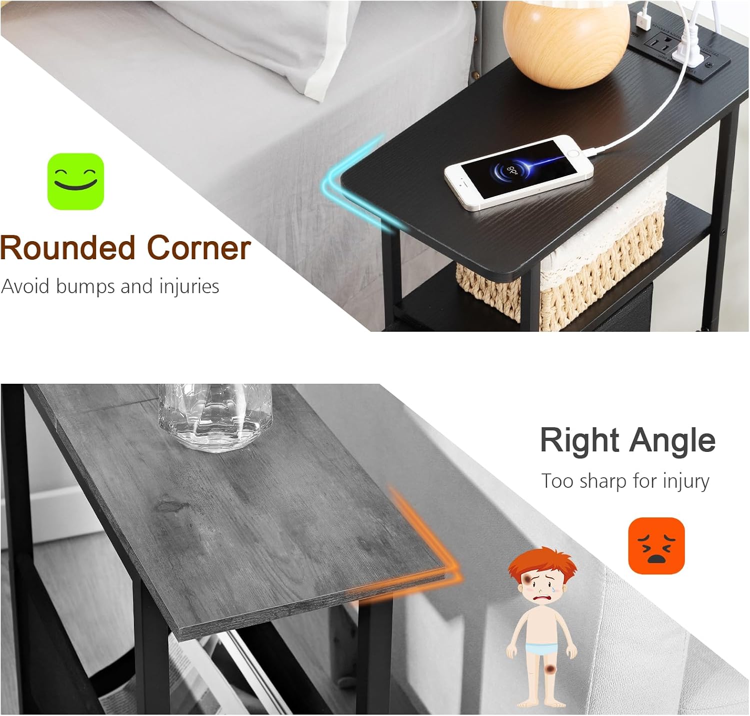 Thumbnail 6 de LOAKEKEL Narrow End Table with 2 Fabric Drawers