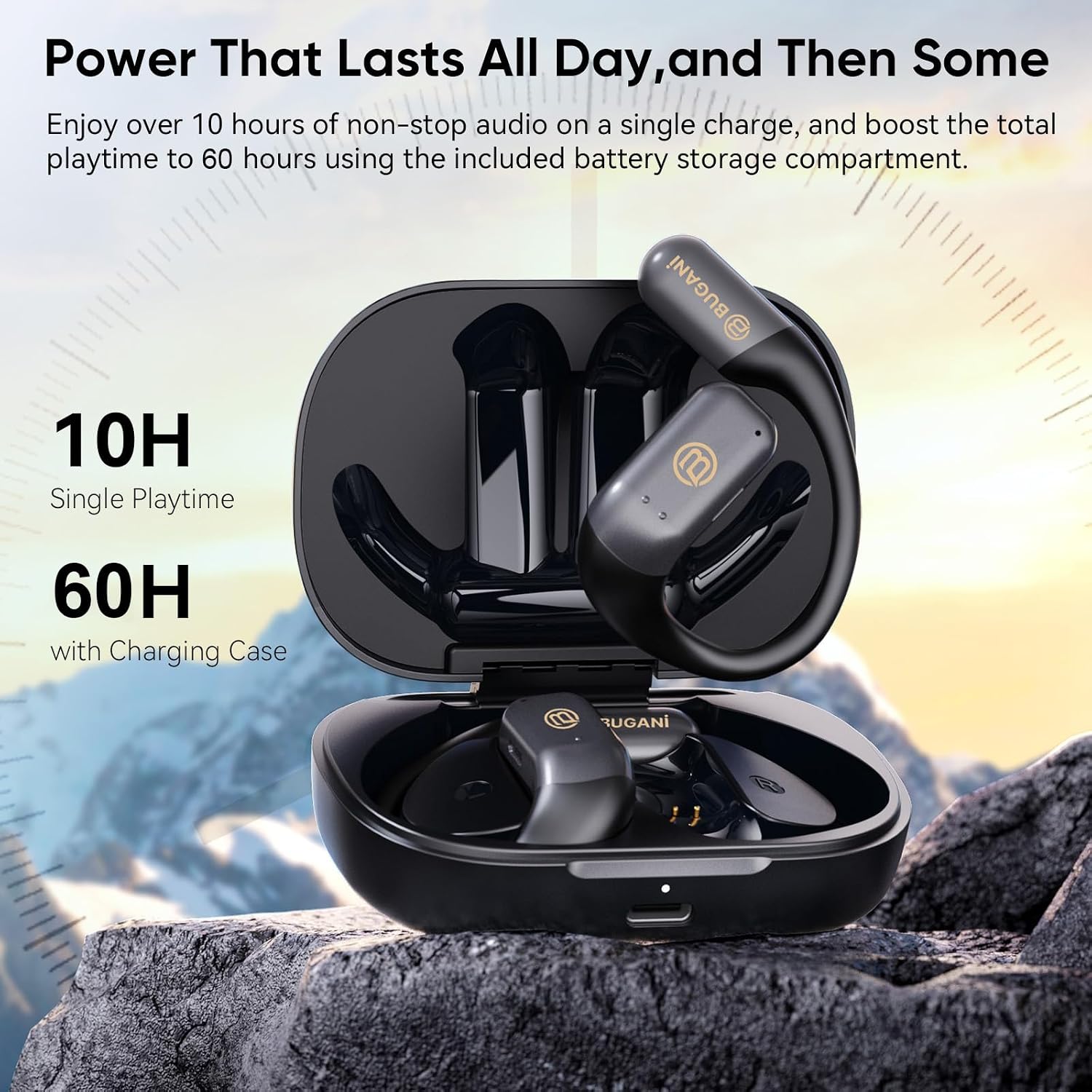 Thumbnail 2 de BUGANI Open-Ear Bluetooth 5.4 Wireless Headphones with 60H Battery, ENC Mic, IPX5 Waterproof
