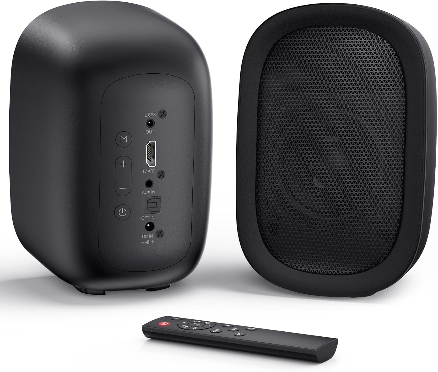 Detalle de Saiyin Active Bluetooth Bookshelf Speakers (40W) with 3-inch woofers and optical/TV-ARC for turntable, PC and TV (pair)