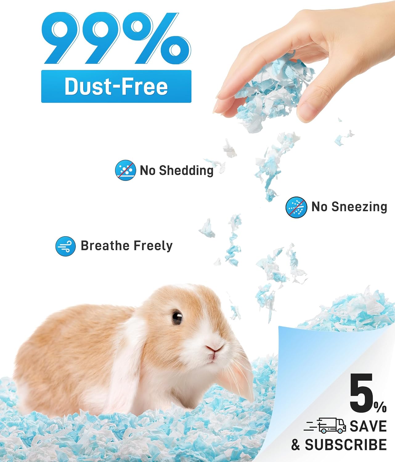 Detalle de BUCATSTATE 101L Hamster Bedding: 99% Dust-Free, Odour-Controlled Paper Bedding for Small Pets