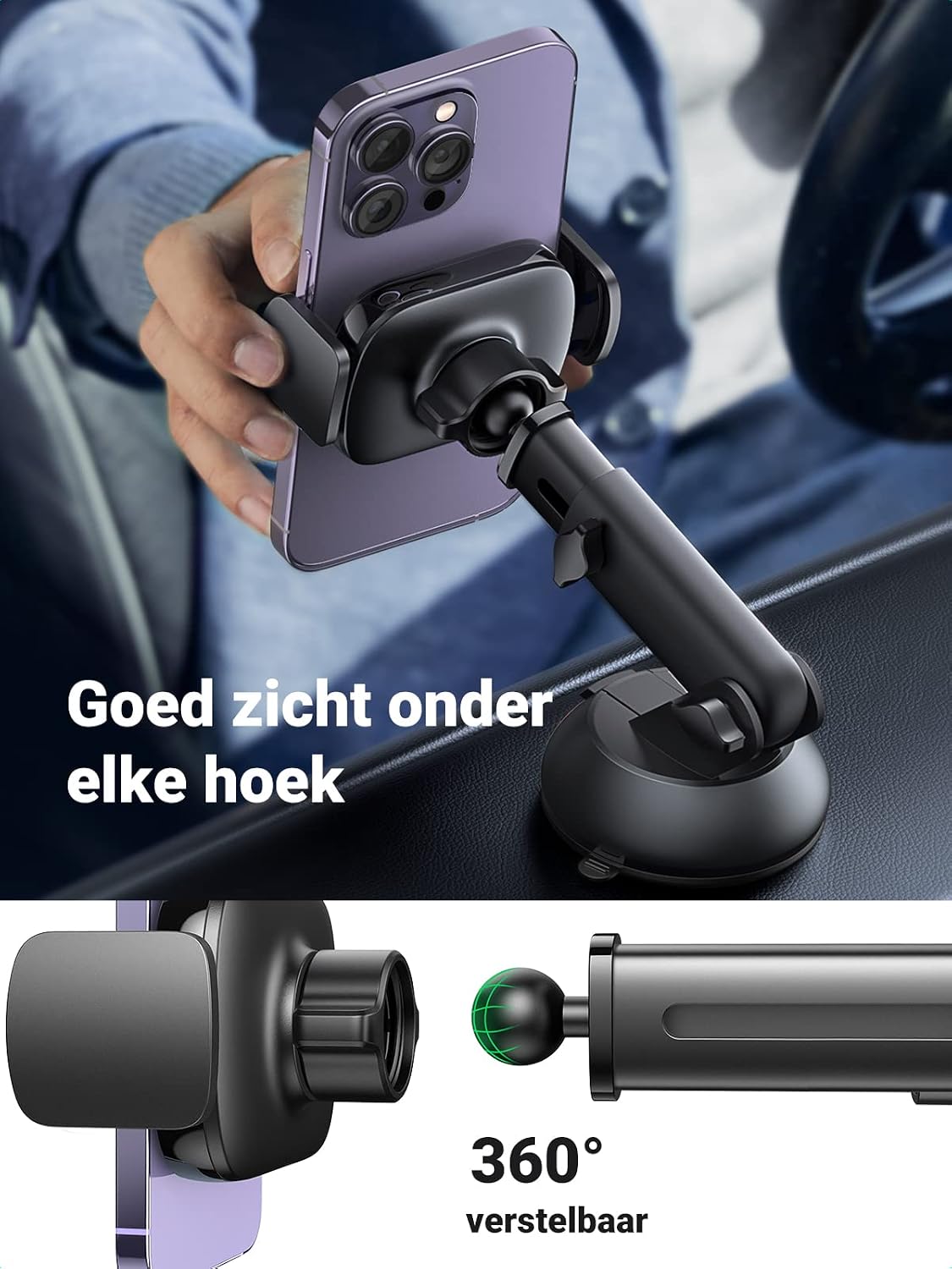 Thumbnail 5 de UGREEN autotelefoonhouder met zuignap, draaibare kogelkop en arm van 19 cm