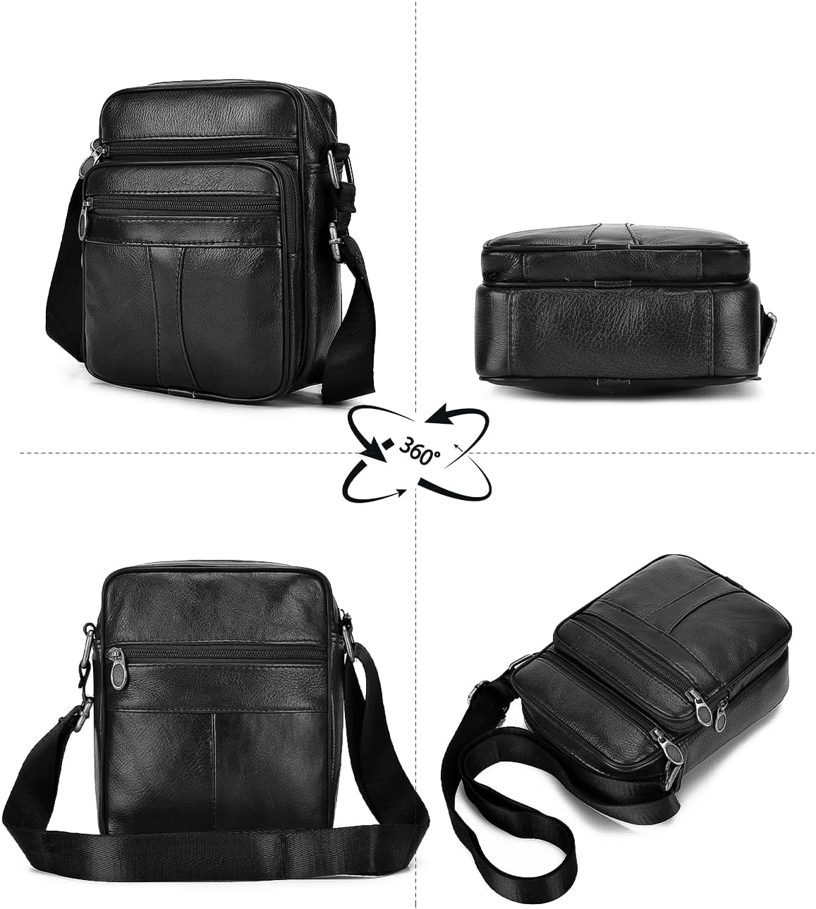 Thumbnail 4 de Realmark sac à bandoulière en cuir pour homme (petit sac messager, cuir véritable vintage)