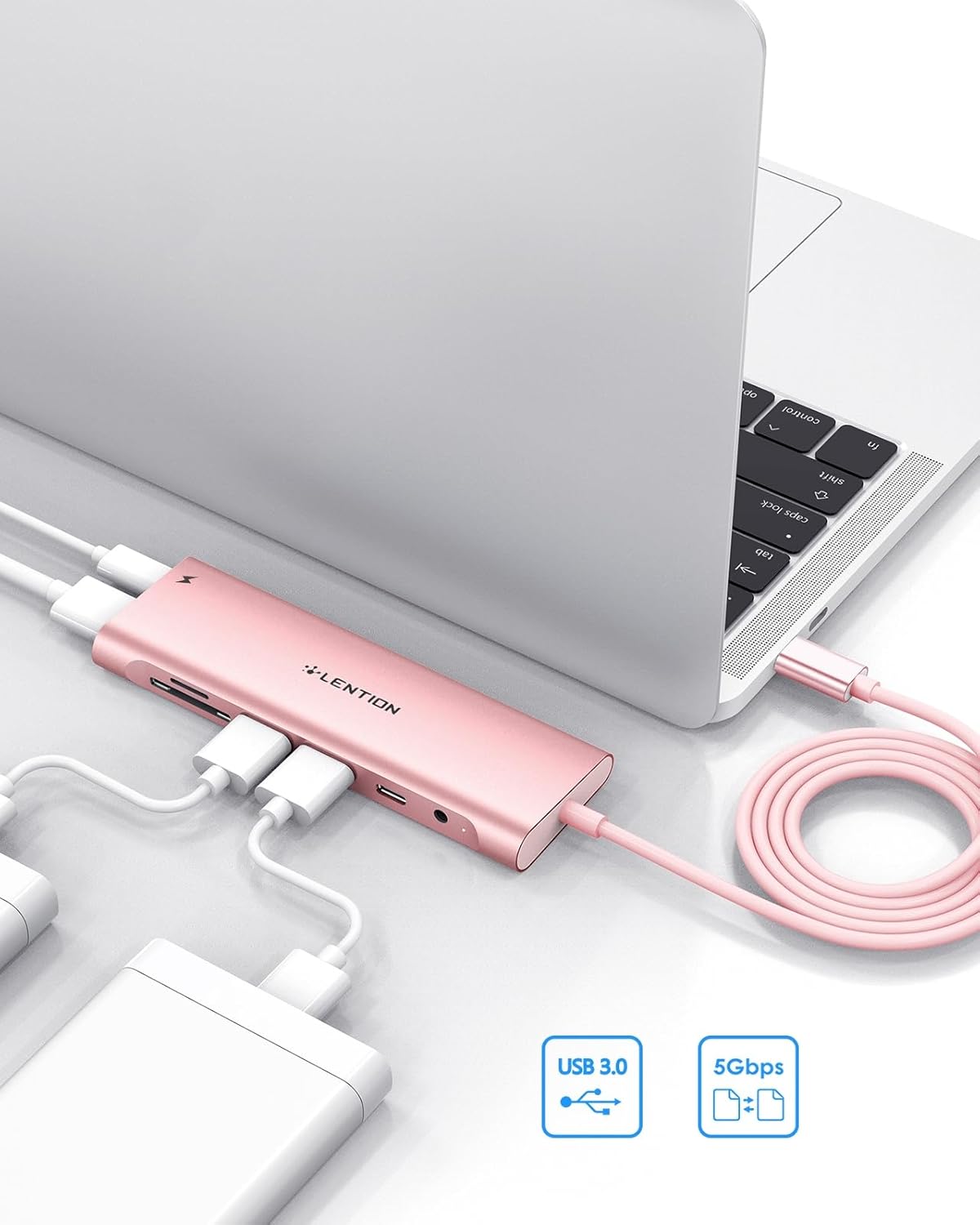 Thumbnail 5 de LENTION Hub USB-C 4K HDMI, 2 USB 3.0, Tarjeta, Jack 3.5mm