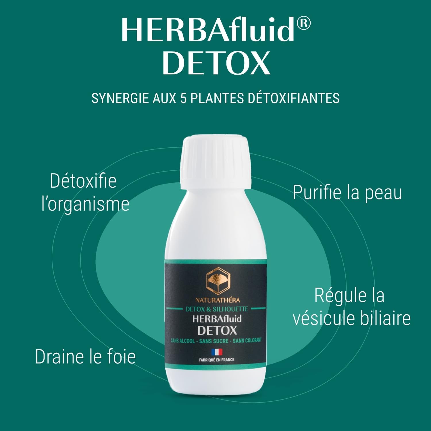 Thumbnail 1 de Naturathéra HERBAFLUID DÉTOX – Complément alimentaire détox fluide, 125 ml, Vegan et fabriqué en France