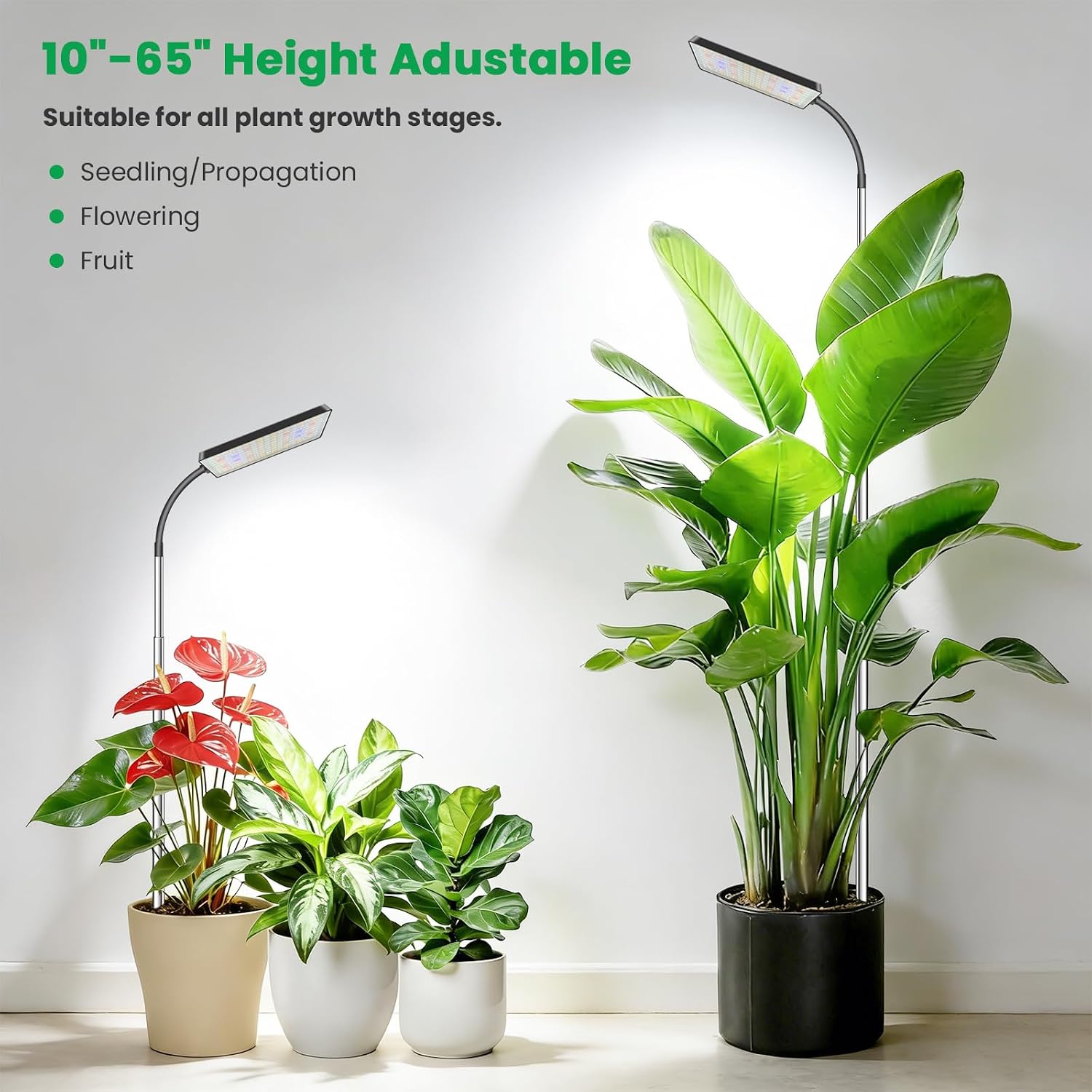 Detalle 2 de Eurbolan Full Spectrum Grow Lights, 306 LEDs, Adjustable Height, 2-Pack