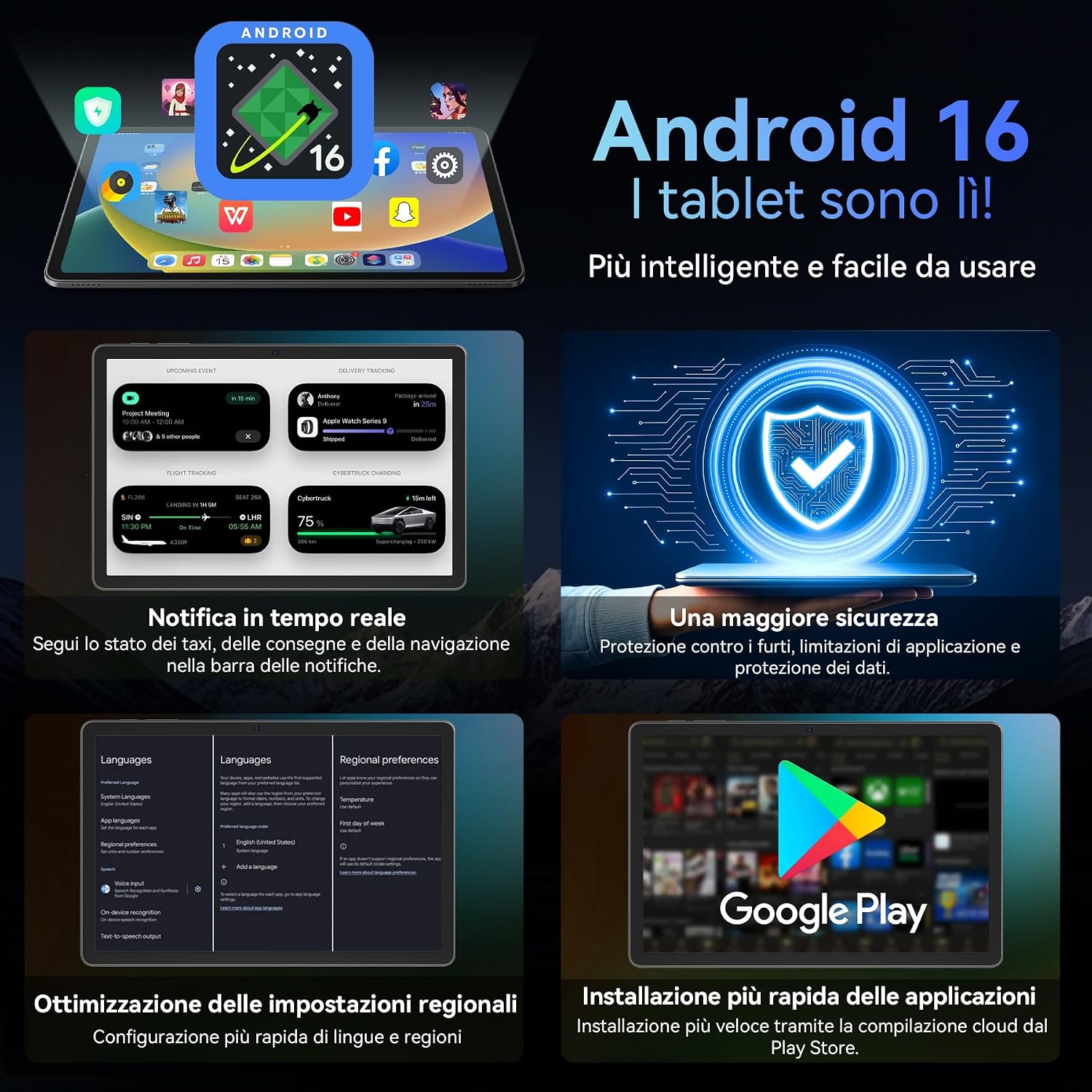 Detalle de TABWEE Android 16 Tablet con Tastiera: potenza, schermo da 11” e AI Gemini 3.0
