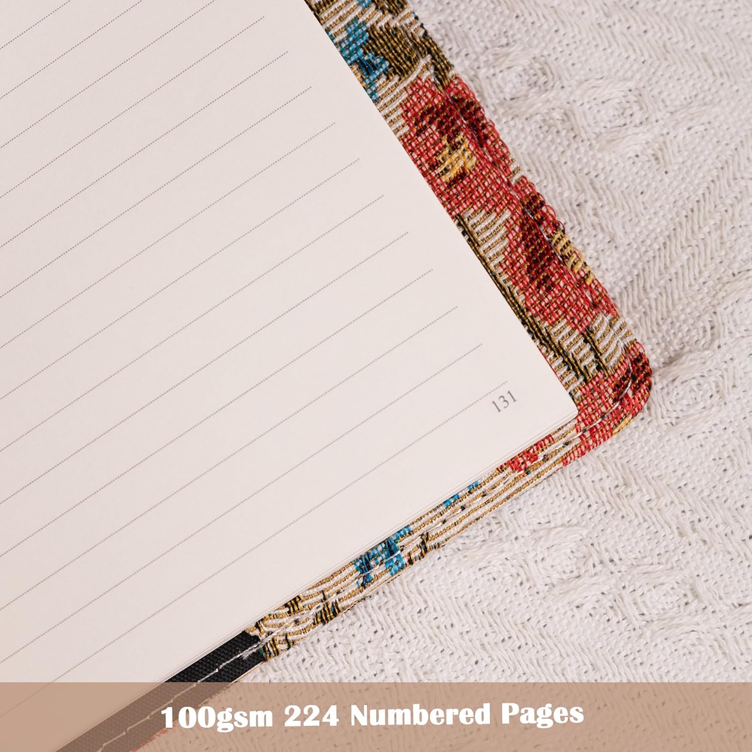 Thumbnail 4 de TIEFOSSI Embroidered Diary with Lock — A5 Hardback Journal for Thoughtful Writing