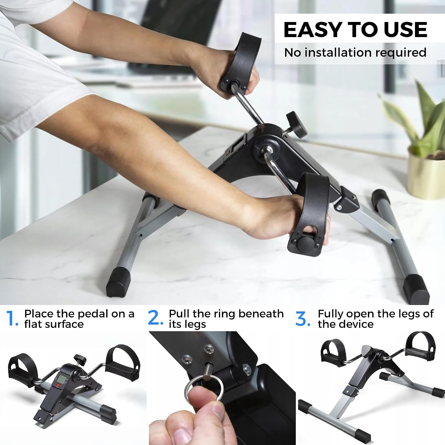 Detalle de Opvouwbare pedaaltrainer met instelbare weerstand en led-display