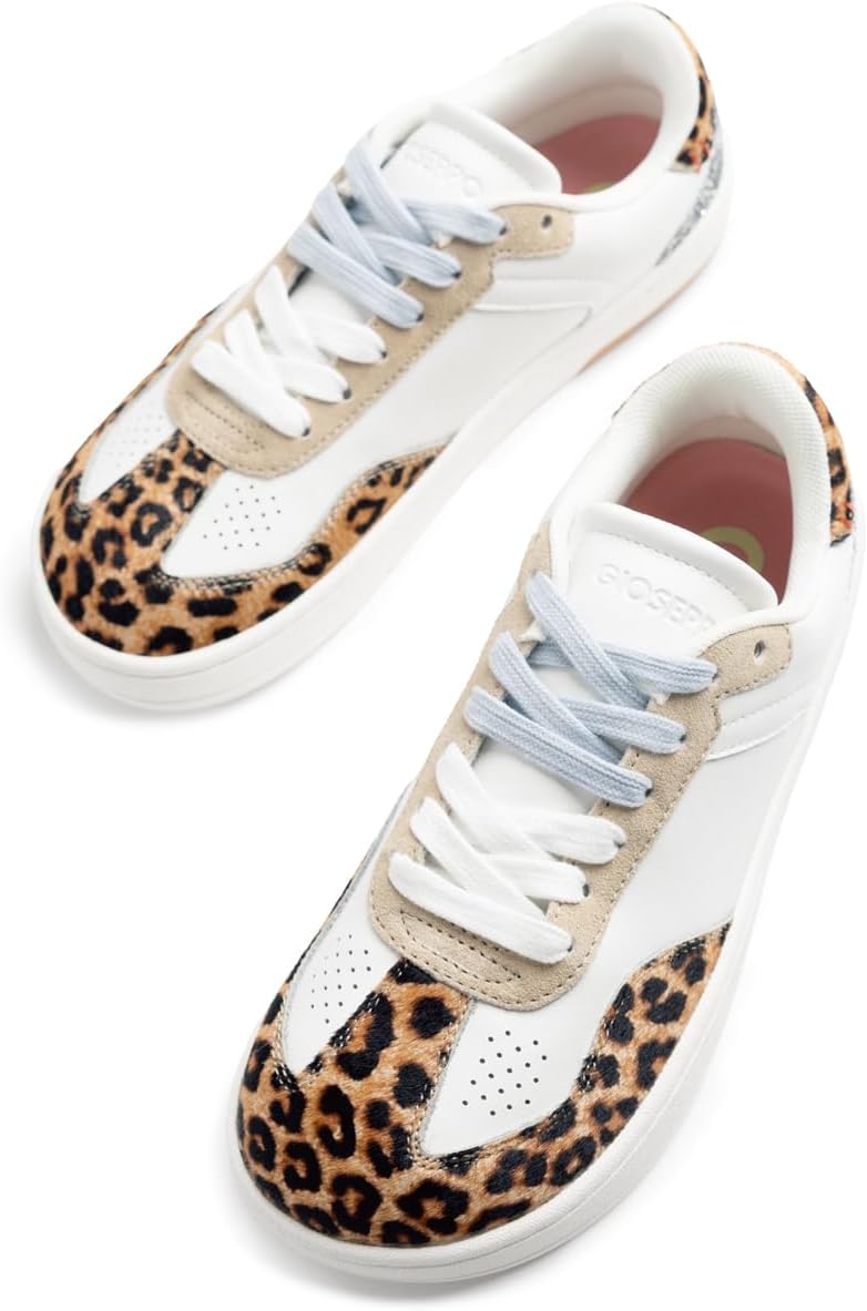 Detalle de GIOSEPPO Femme Enkare Basket : baskets cuir à motif zèbre avec touches lumineuses
