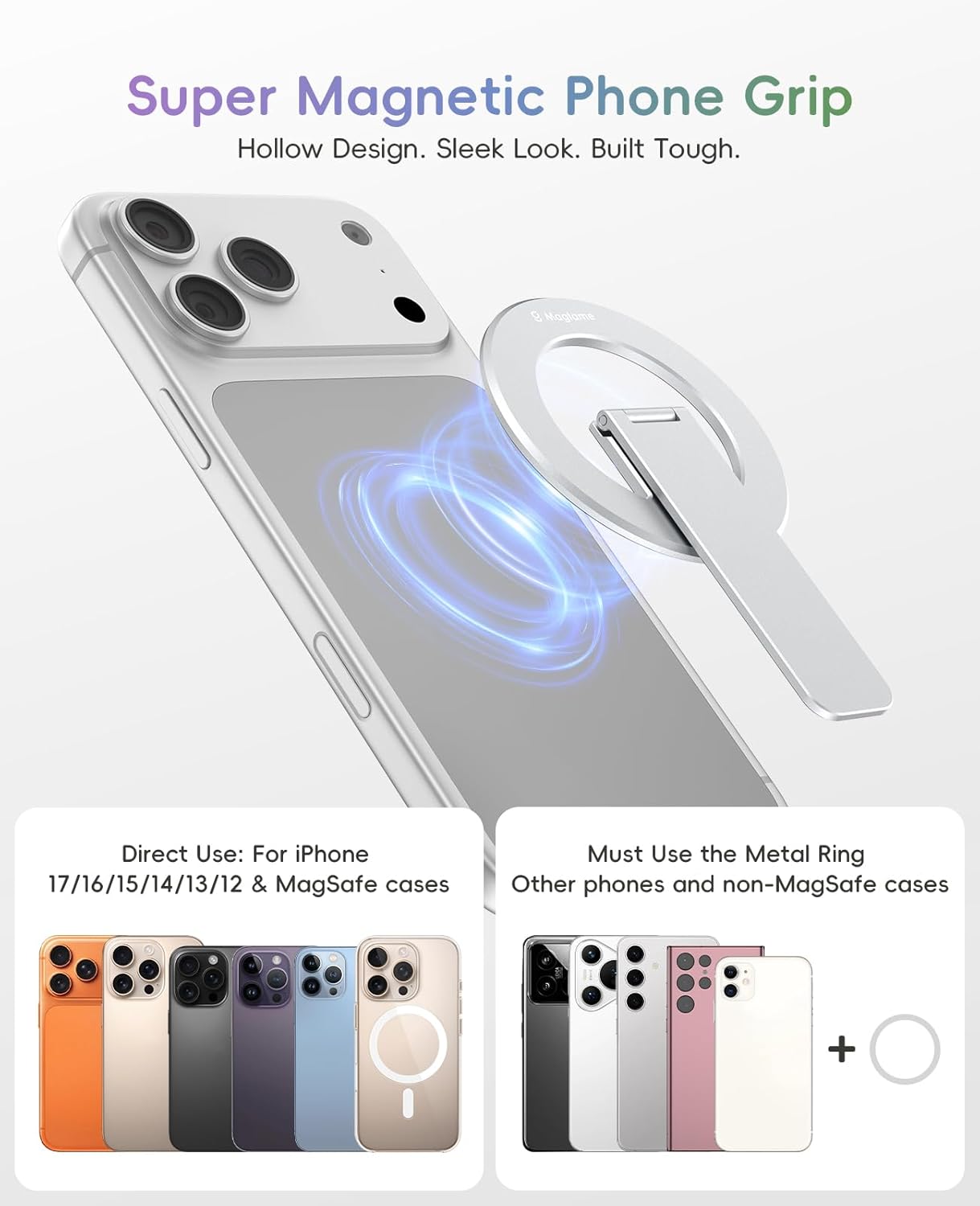 Thumbnail 2 de Magtame supporto magnetico Mag-Safe 3 in 1 ultra sottile (argento) per iPhone 17/16/15
