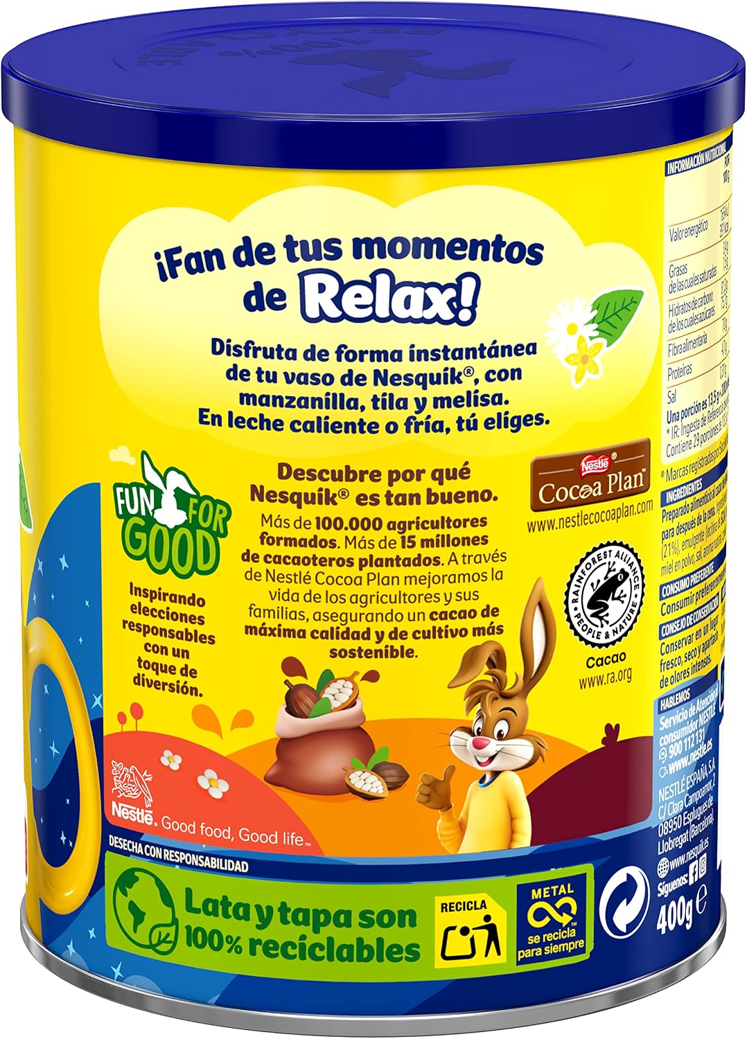 Detalle 2 de Nesquik NESTLÉ Noche Cacao ☕ Pack 6 x 400g