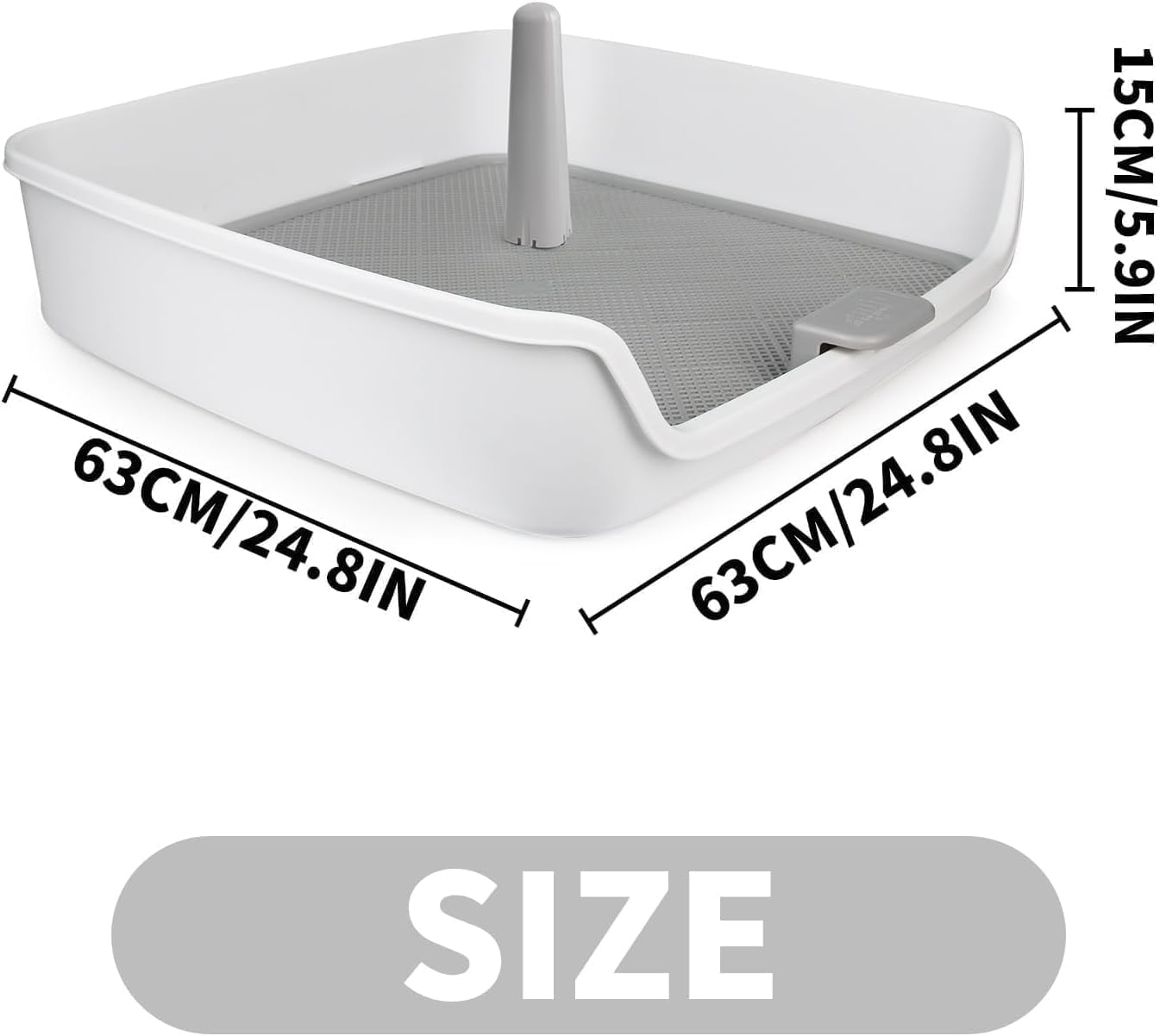 Detalle 2 de All For Paws Indoor Dog Potty Tray with Removable Post & Protection Wall (63 x 63 cm) – Large Mesh Grid Pee Pad Holder