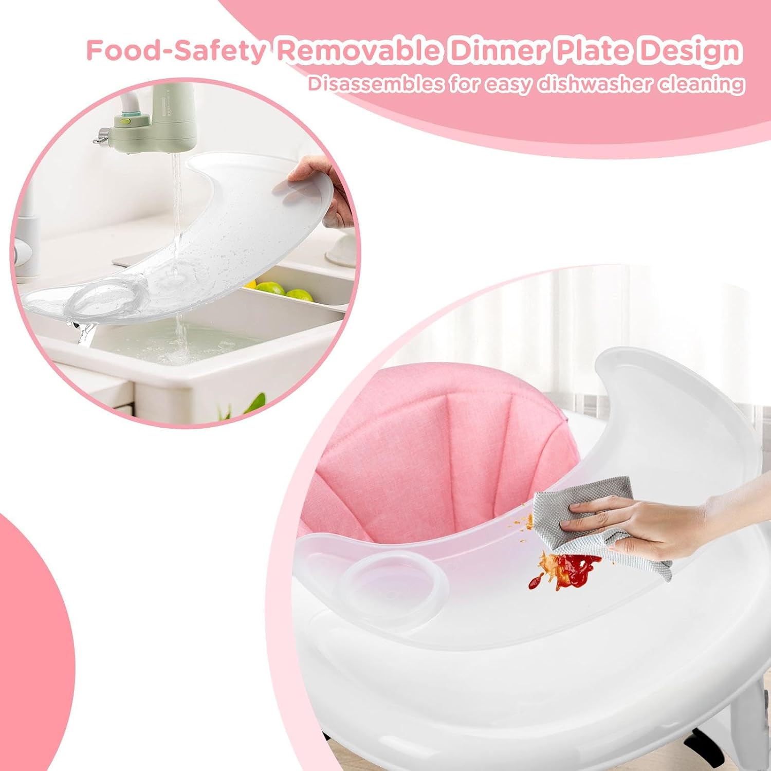 Thumbnail 6 de Ansha Baby Pink Baby Walker with One-Touch Folding, Height Adjustment and Brake