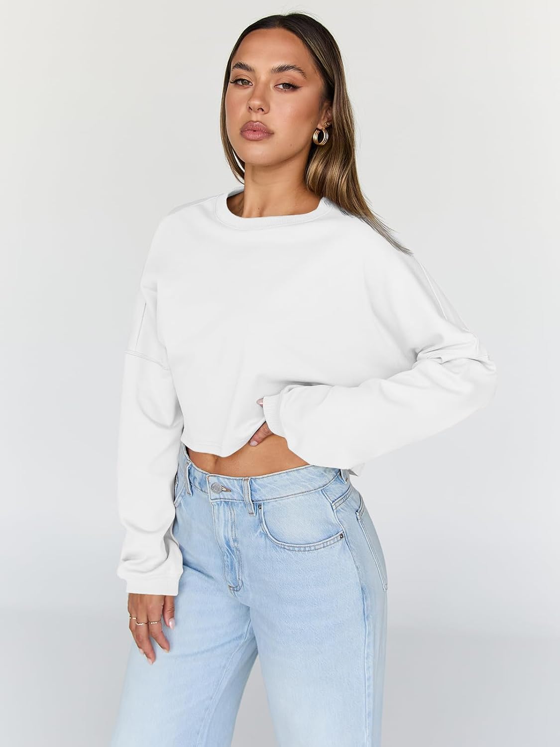 Thumbnail 1 de Trendy Queen Cropped Sweatshirt Oversized Crewneck