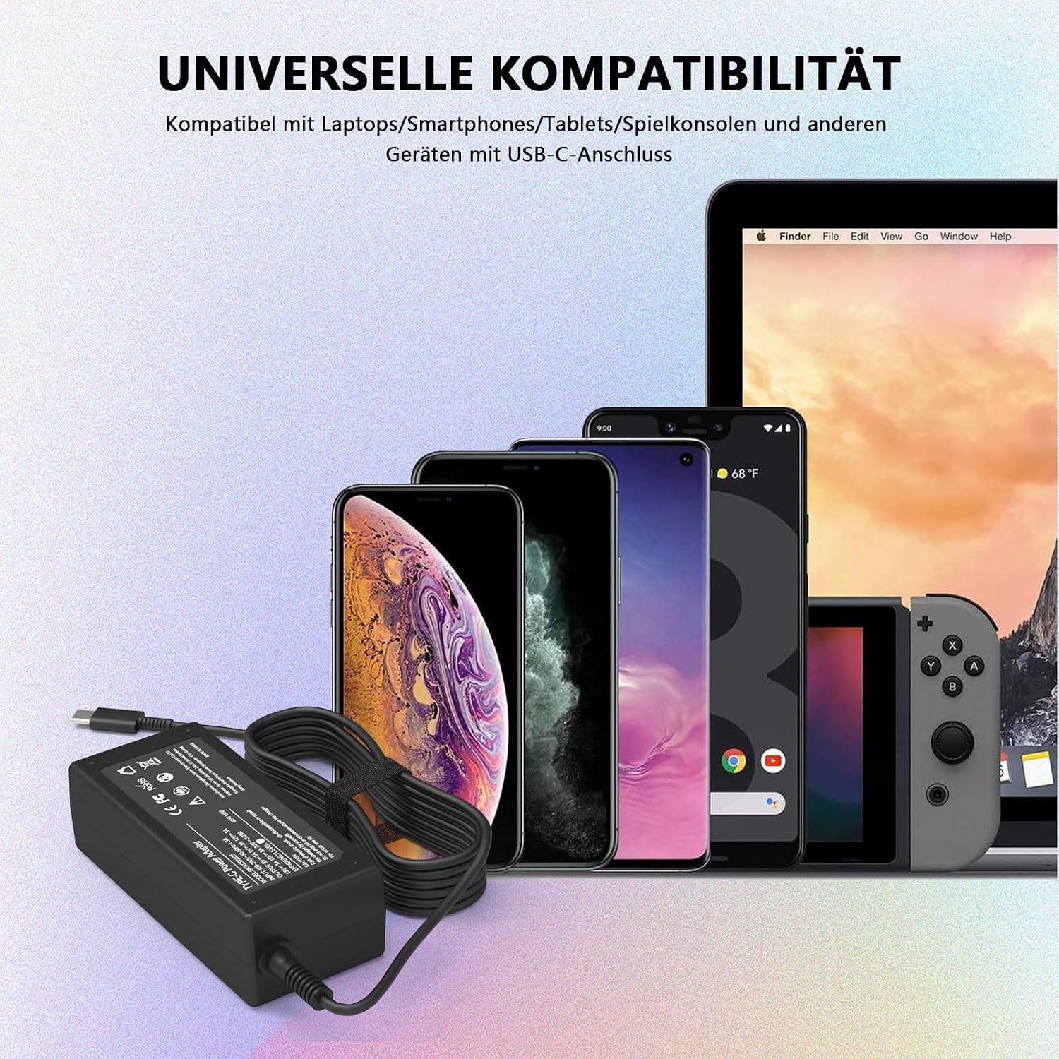Thumbnail 6 de 65W USB-C Laptop-Ladegerät Kabel für Lenovo ThinkPad, HP, Dell, Asus, Acer, Samsung und mehr