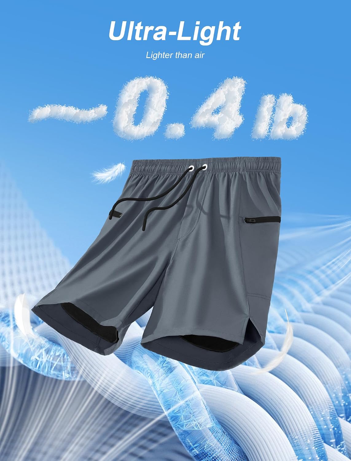 Detalle de Veepro men’s 2 in 1 running shorts with compression liner, quick-dry 7" and zip pockets