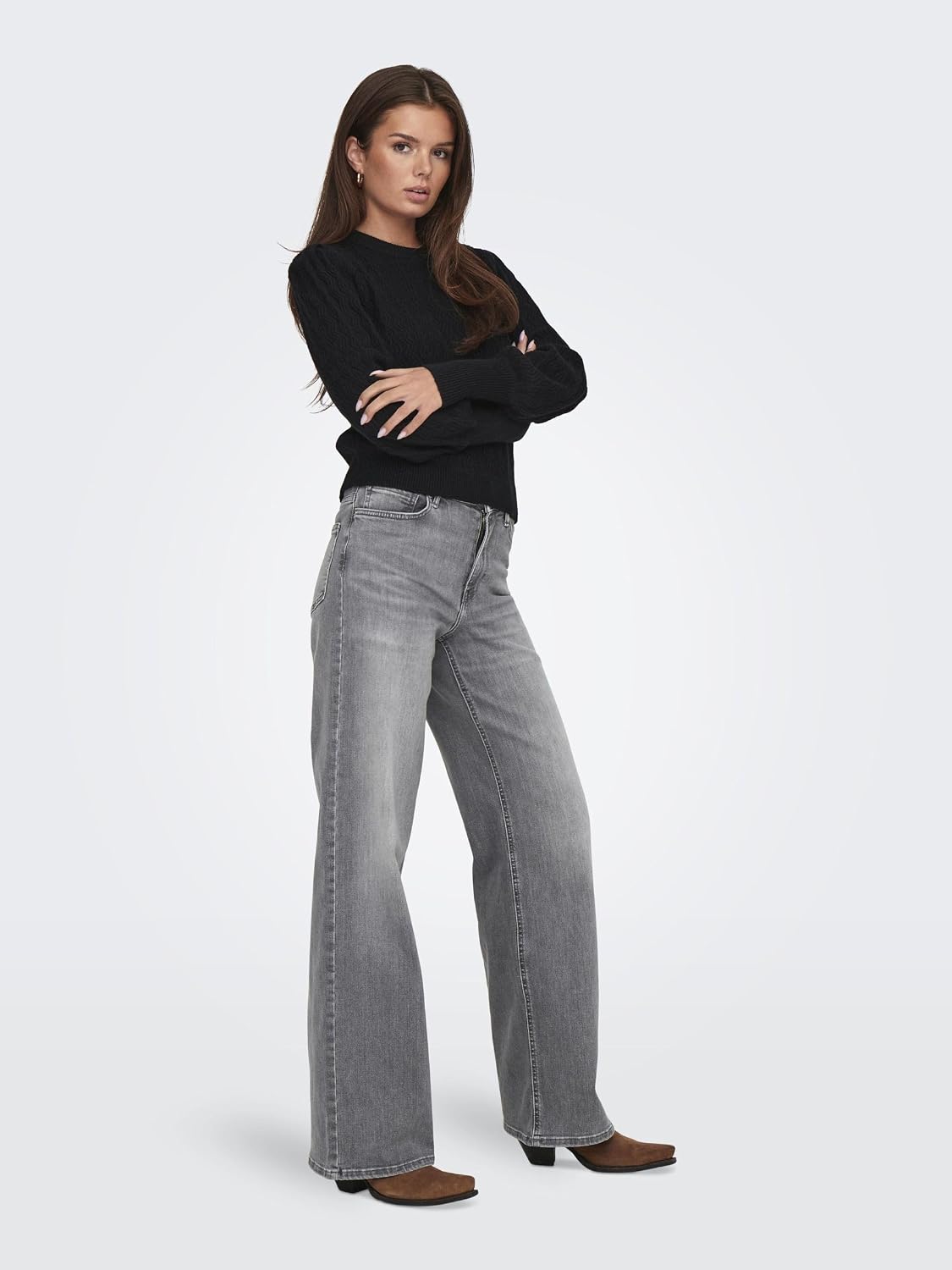 Detalle 2 de Only Onlmadison Blush HW Wide DNM – Jean femme à jambe large taille haute
