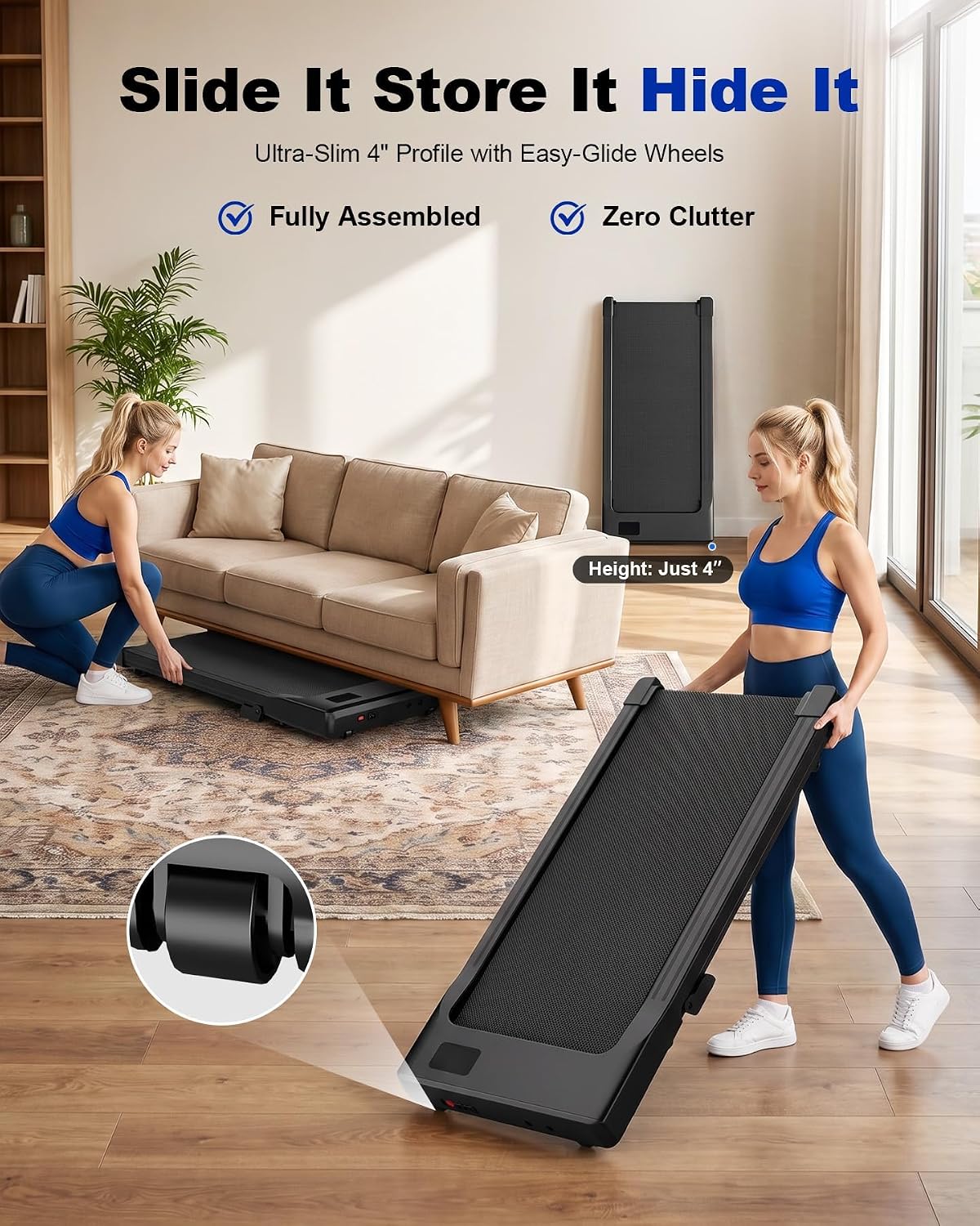 Thumbnail 6 de MJWW Walking Pad 6% Incline Under-Desk Treadmill, 2.5 HP, Remote & App