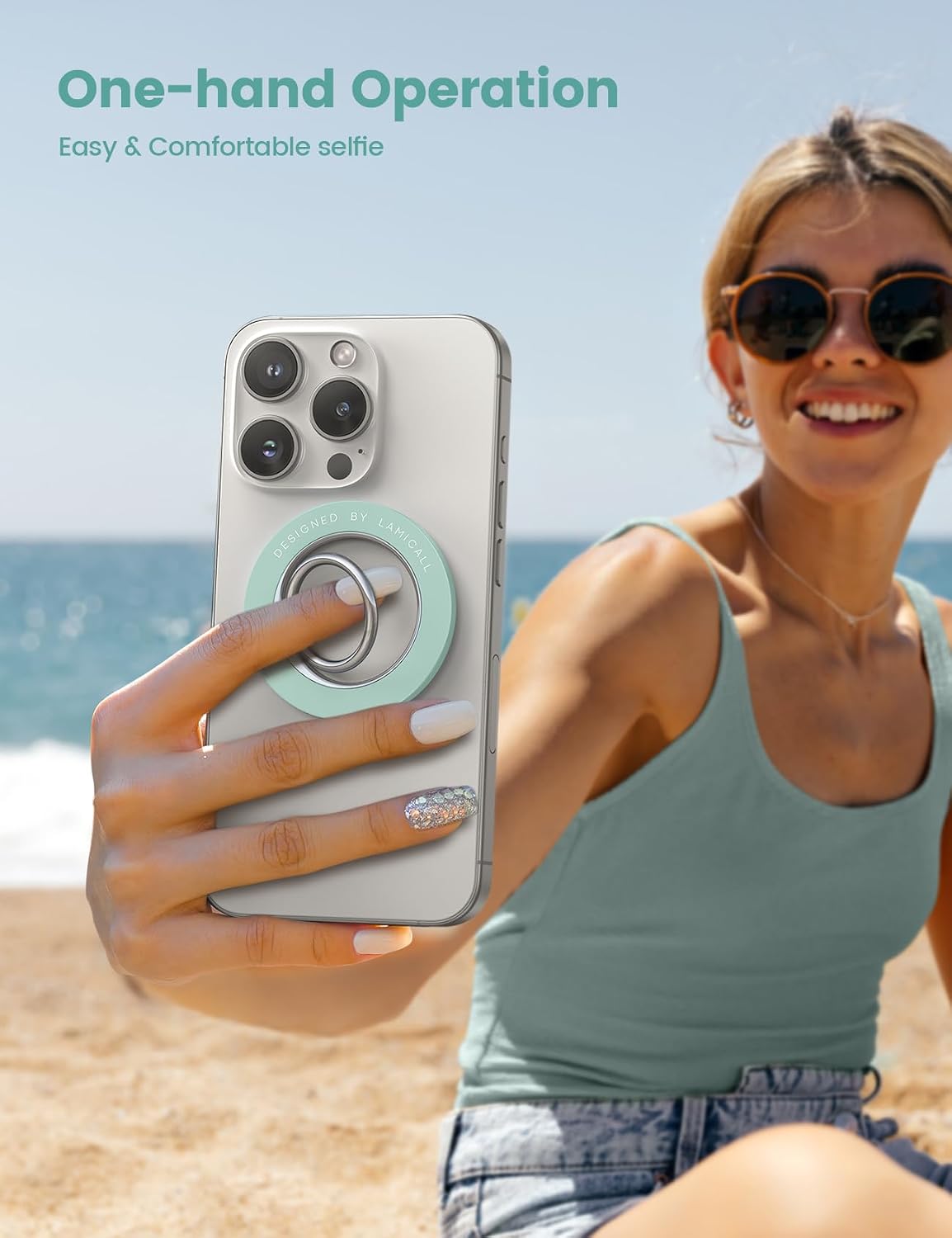 Detalle de Lamicall Magnetic Phone Ring Holder for MagSafe Green