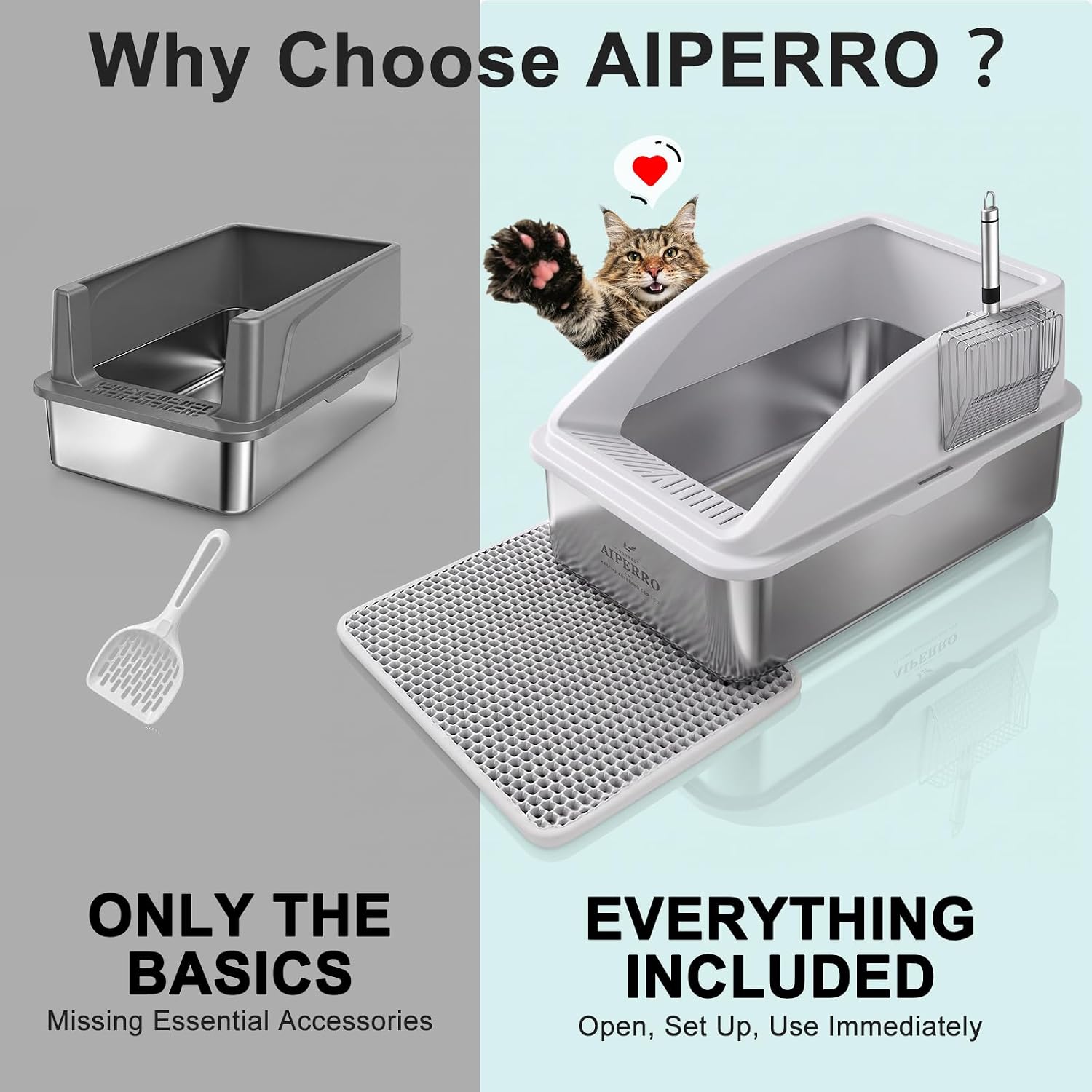 Detalle de Stainless Steel XL Enclosed Cat Litter Box 🐱