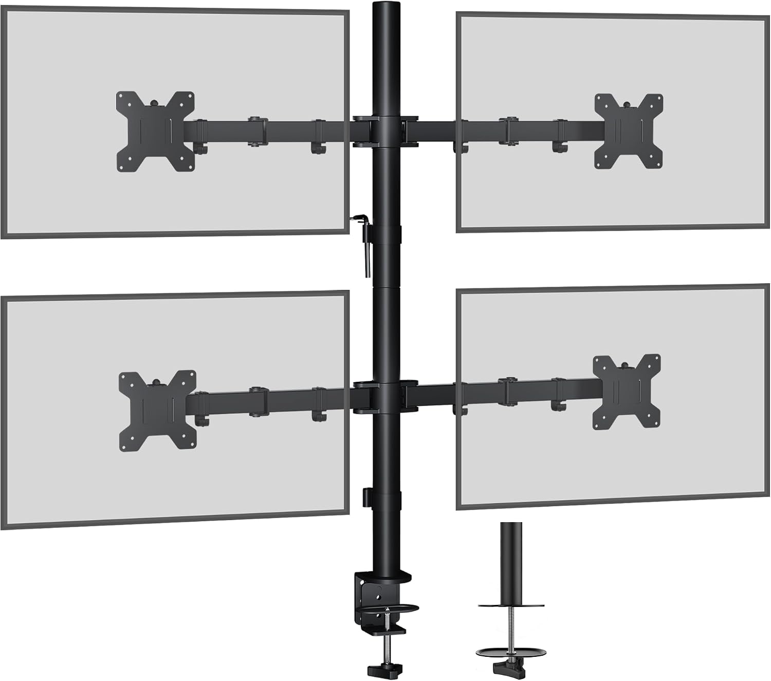 Detalle de BONTEC Monitor Halterung für 4 Monitore (13–27 Zoll), höhenverstellbar, neigbar 180° schwenkbar 360° drehbar, VESA 75/100 mm