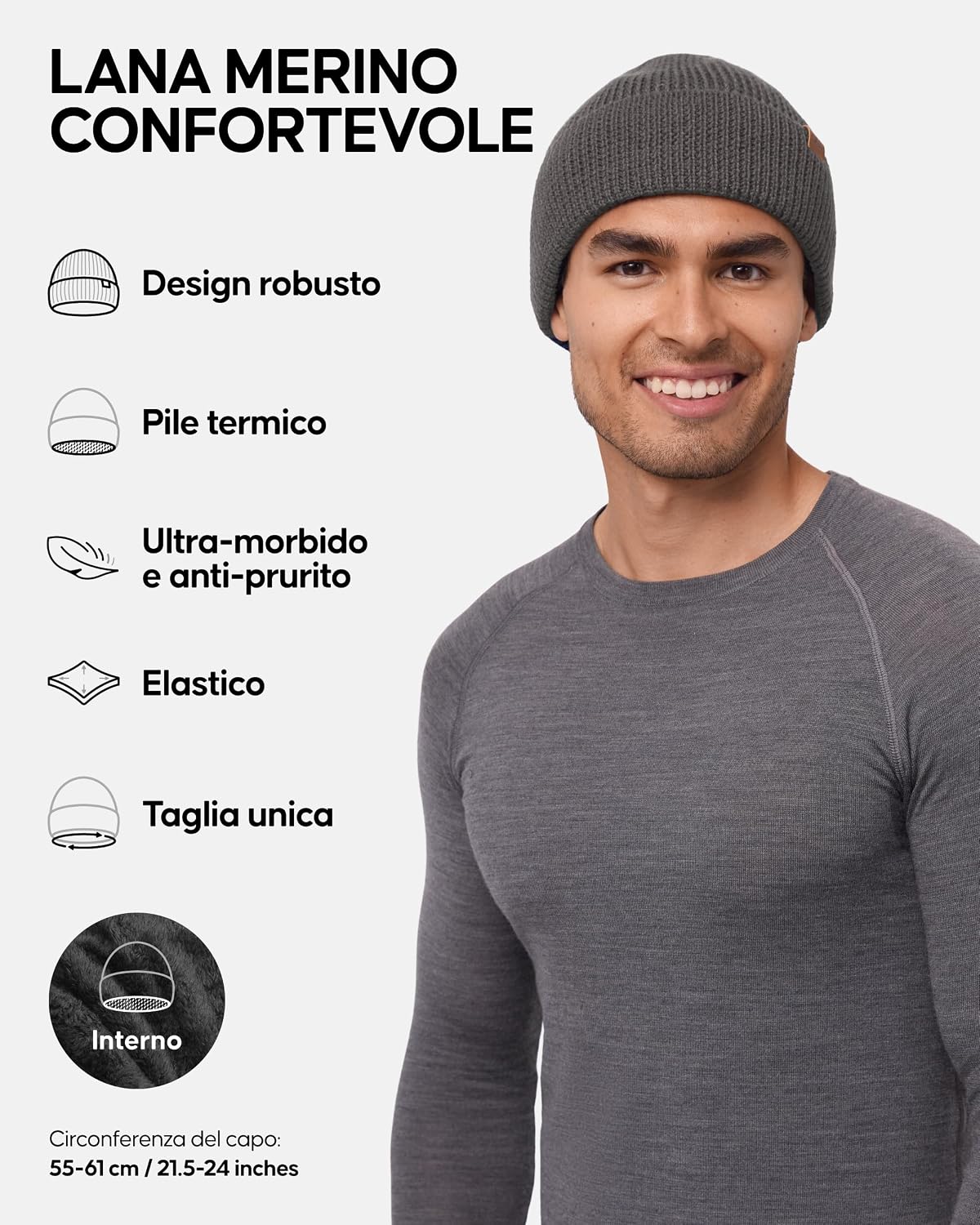 Detalle 2 de DANISH ENDURANCE Berretto Beanie Lana Merino 55%