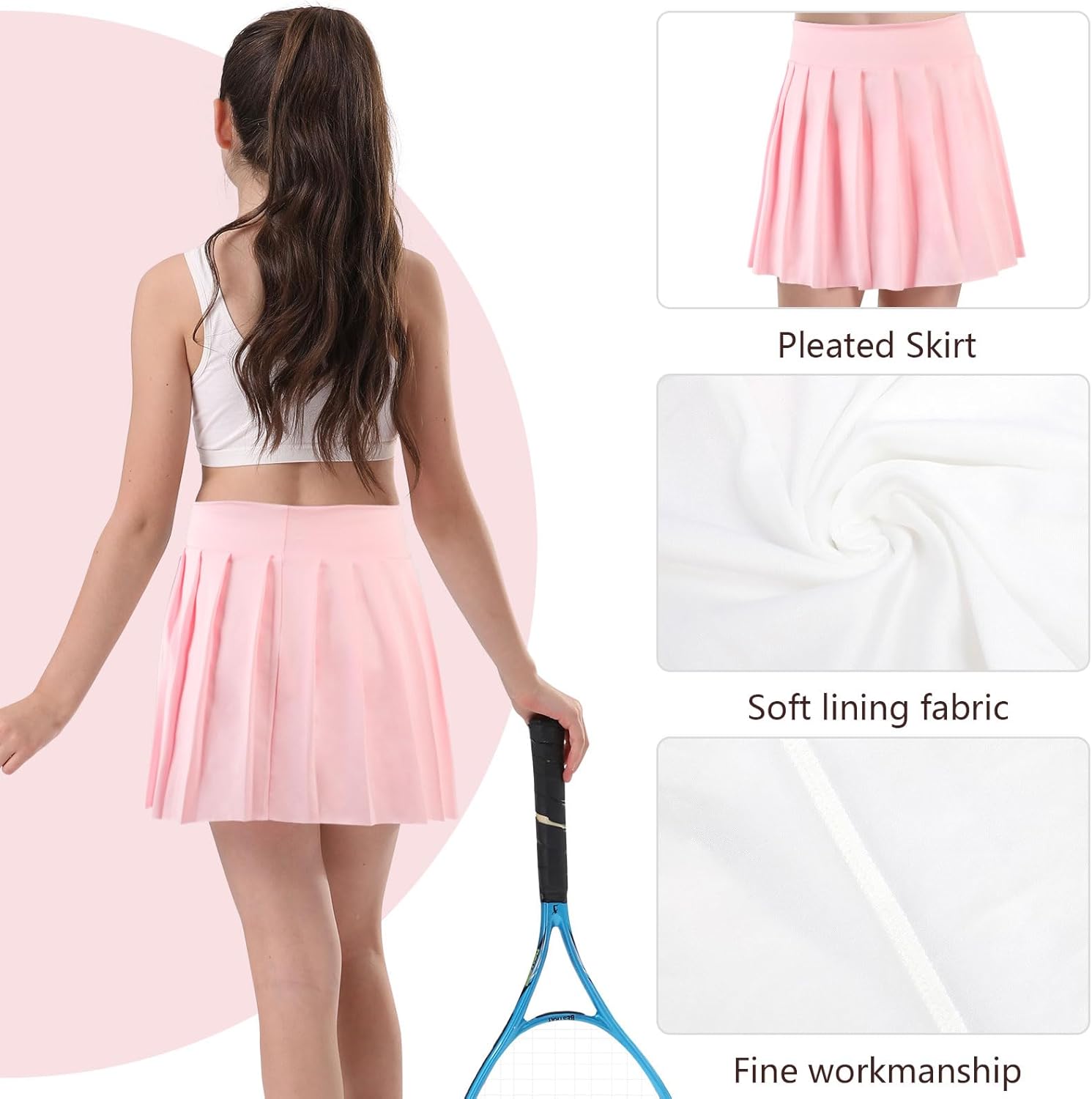Thumbnail 3 de Bezioner Mädchen Tennisrock mit Faltenrock, Taschen & Innenhose (Skorts) – plissierte Sportrock-Option für Schule und Sport