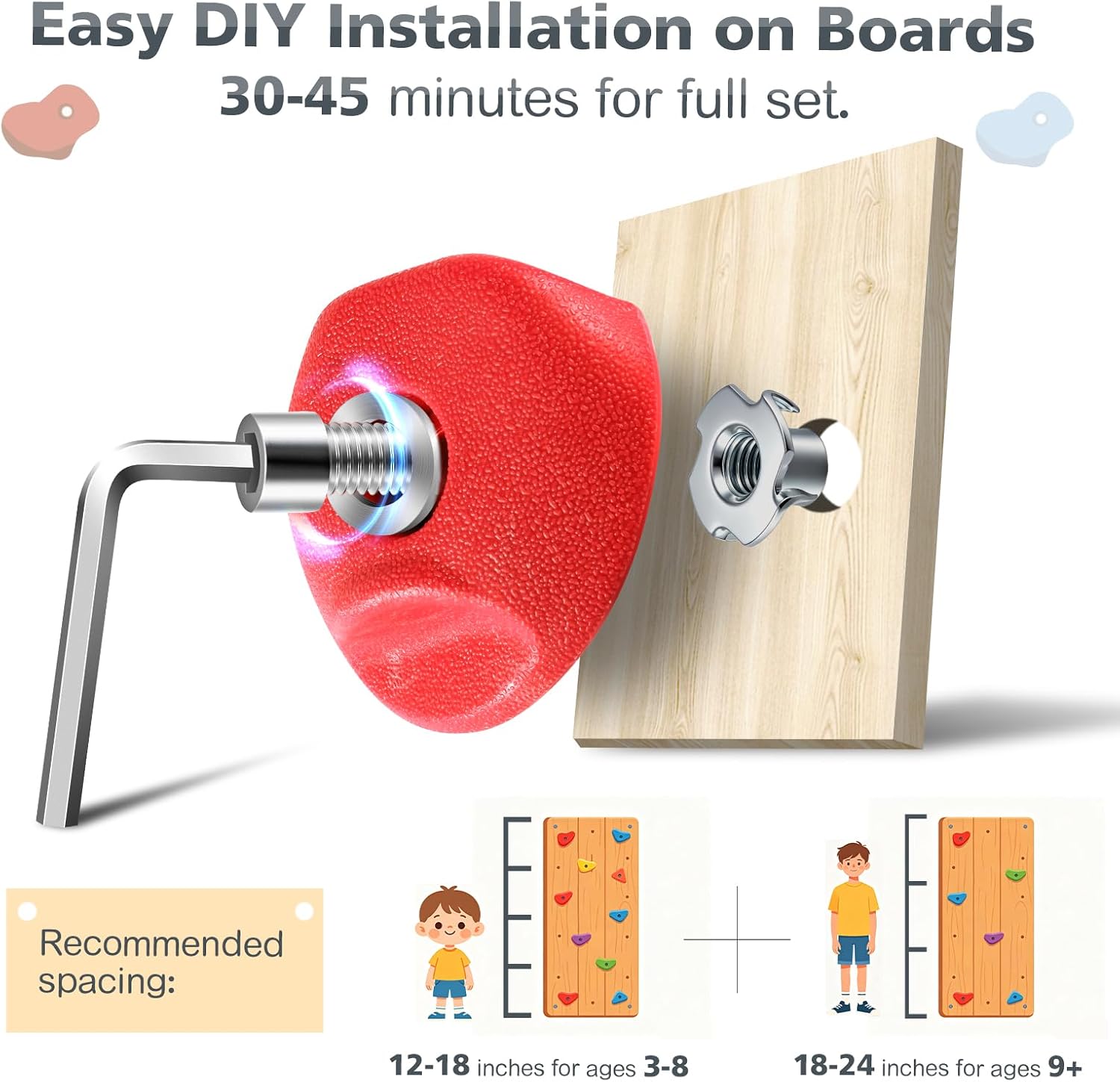 Thumbnail 2 de TOPNEW 32 Rock Climbing Holds: Multi-Size Set for Kids and Adults