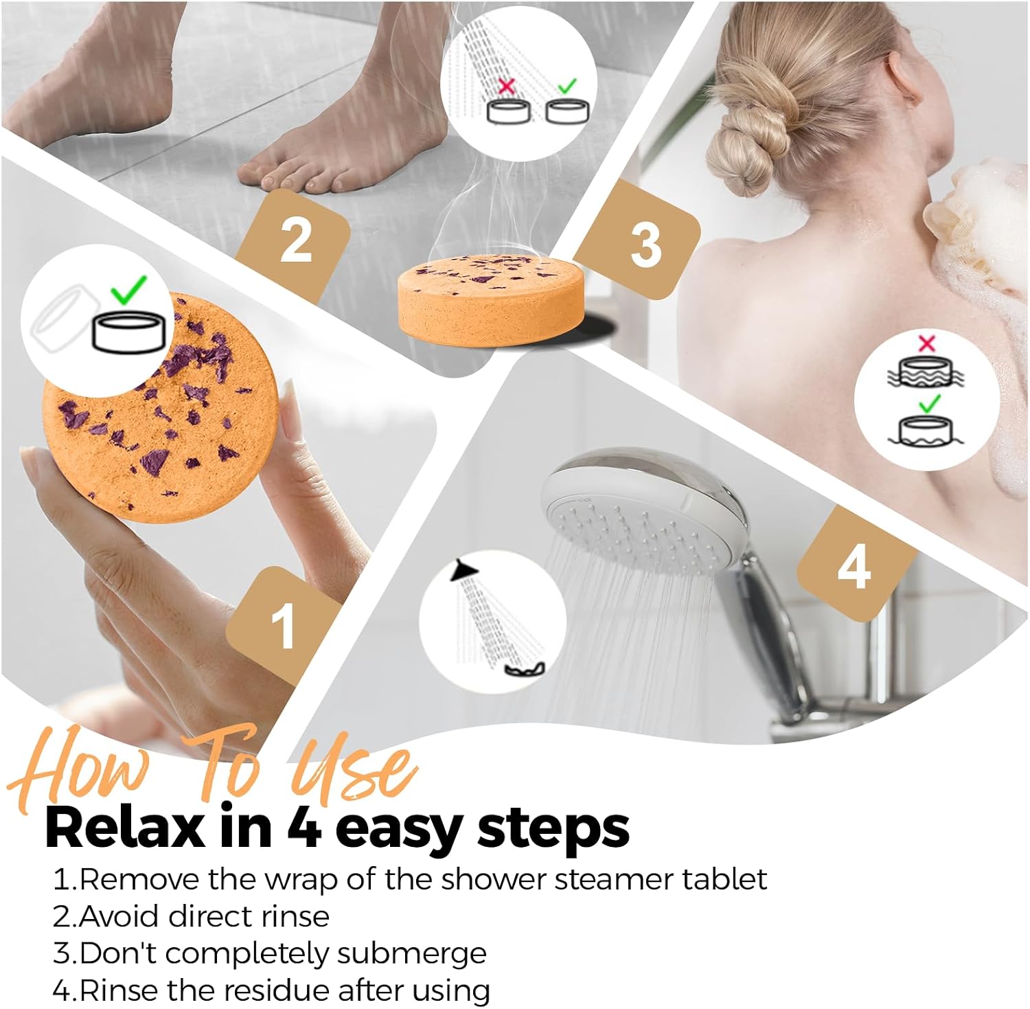 Thumbnail 5 de SWCANDY Shower Steamers Aromatherapy Gift Set — 8 Orange Shower Bombs with Natural Essential Oils