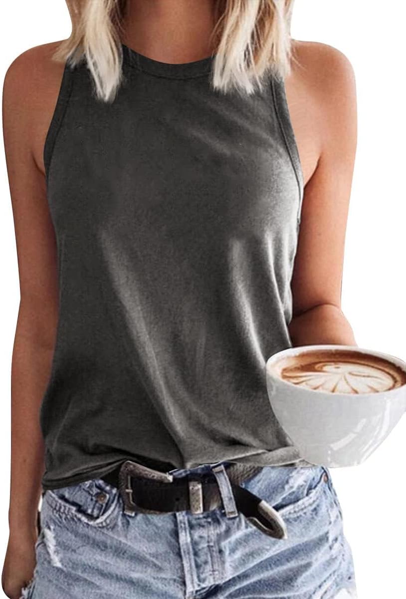 Detalle de GeGekoko Women's Crewneck Sleeveless Long Vest Tank Top – Casual Summer Loose Fit