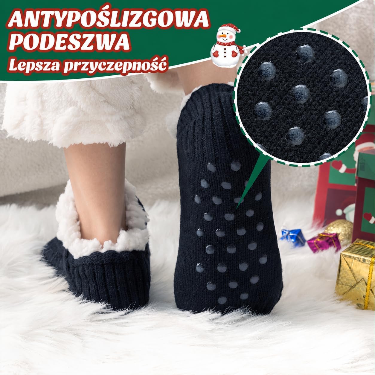 Detalle de Niorasen skarpety-kapcie z polarową podszewką i silikonowymi punktami