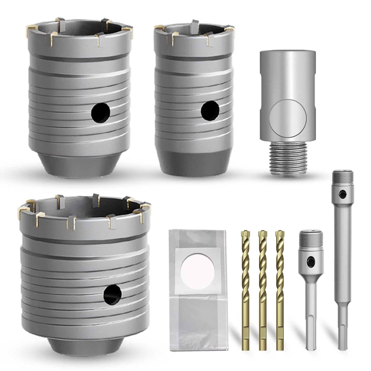 METOTY 11-teiliger Bohrkronen-Set für Hohl-Lochsägen Ø35/50/68 mm mit SDS-Plus & Adapter