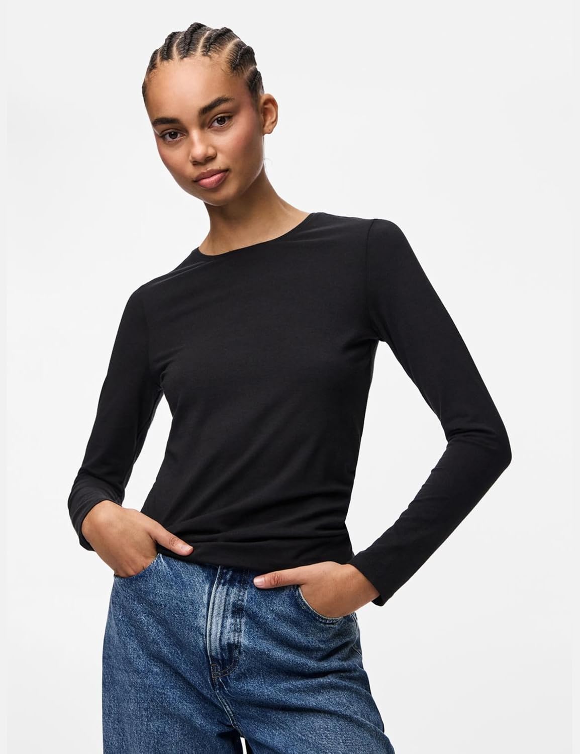 Detalle de PIECES Pcsirene Long Sleeve Tee Noos – Slim, Breathable Comfort