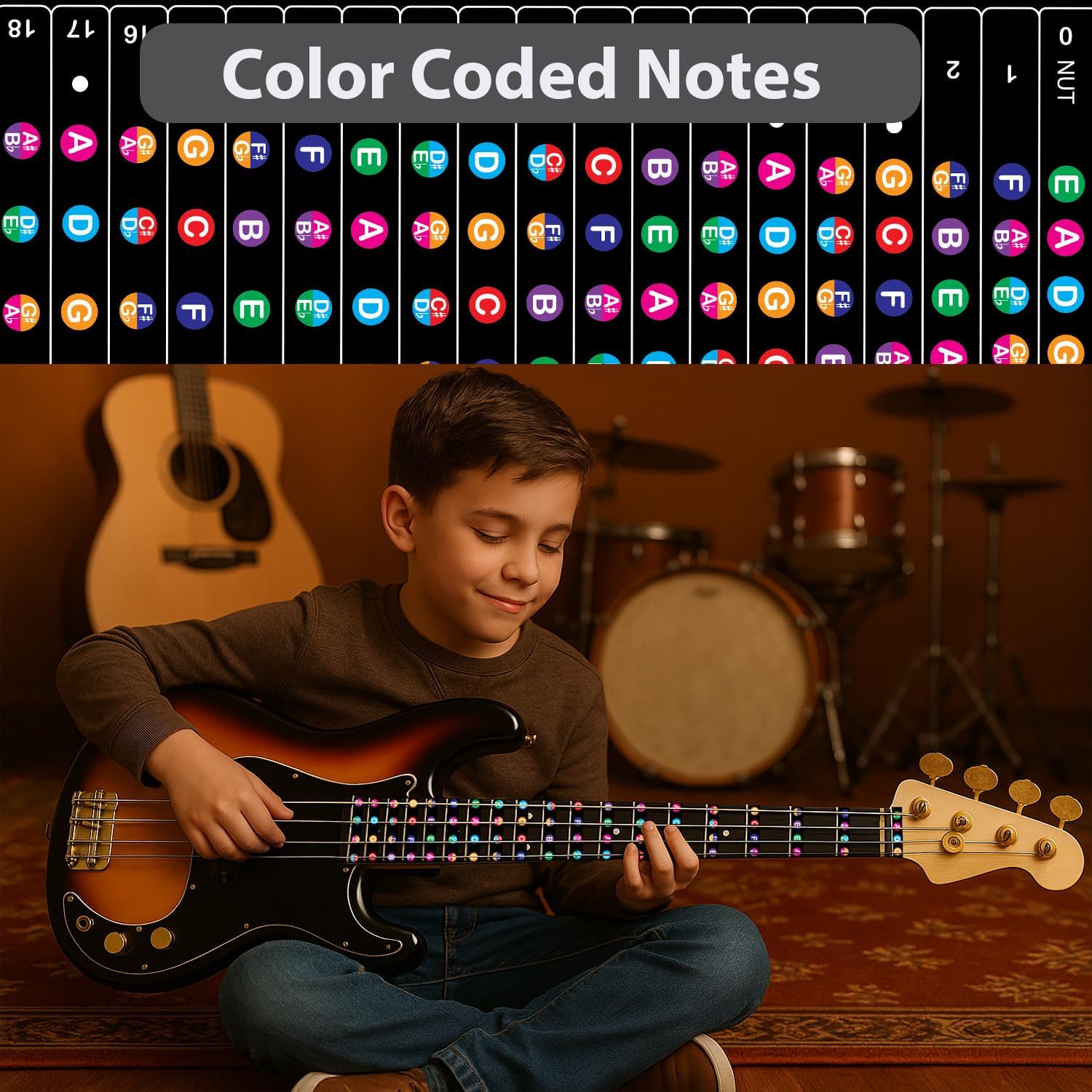 Thumbnail 2 de QMG Bass Fretboard Stickers for 4-String Bass