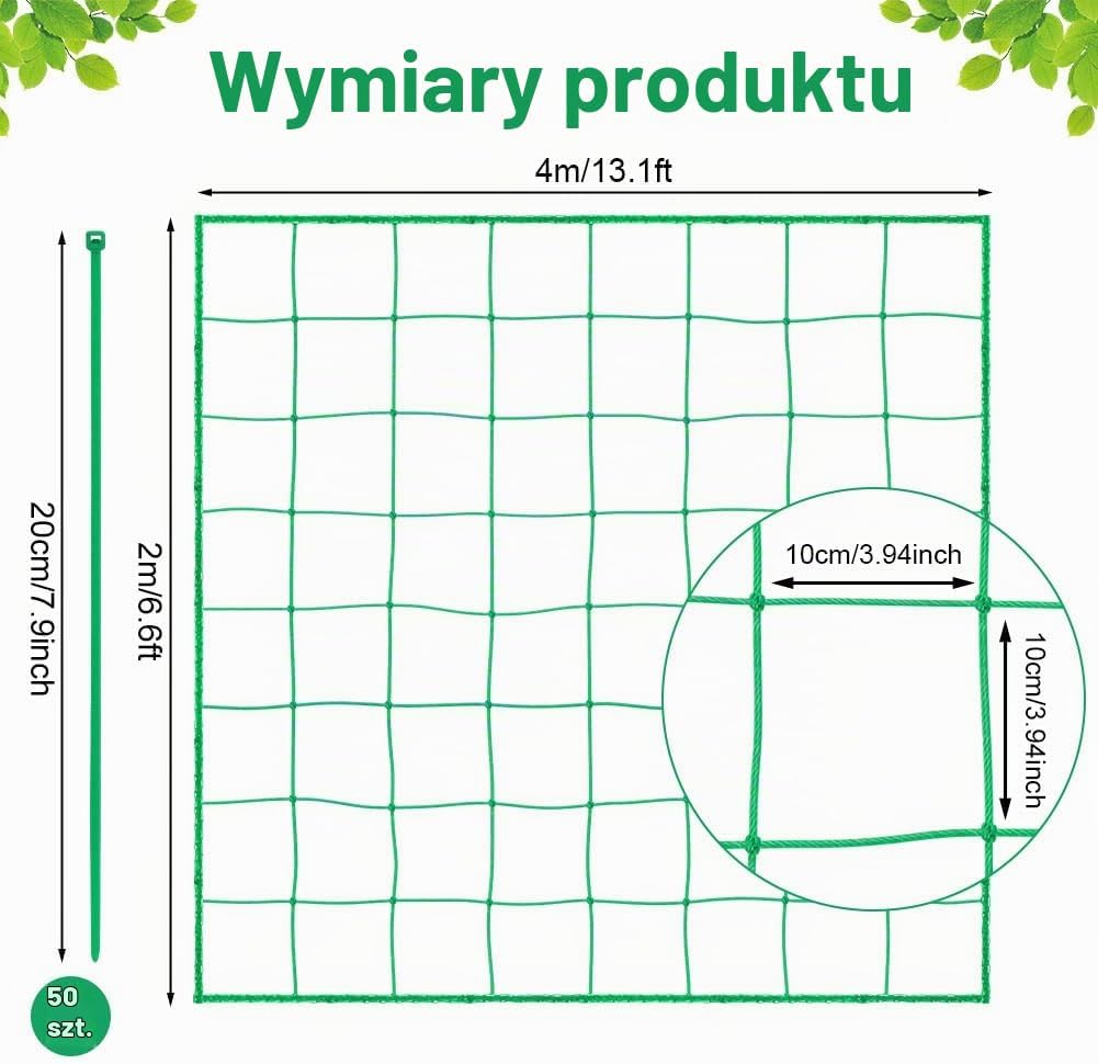Detalle de OFFCUP 6311840 siatka ogrodowa 4 × 2 m z oczkami 10 × 10 cm